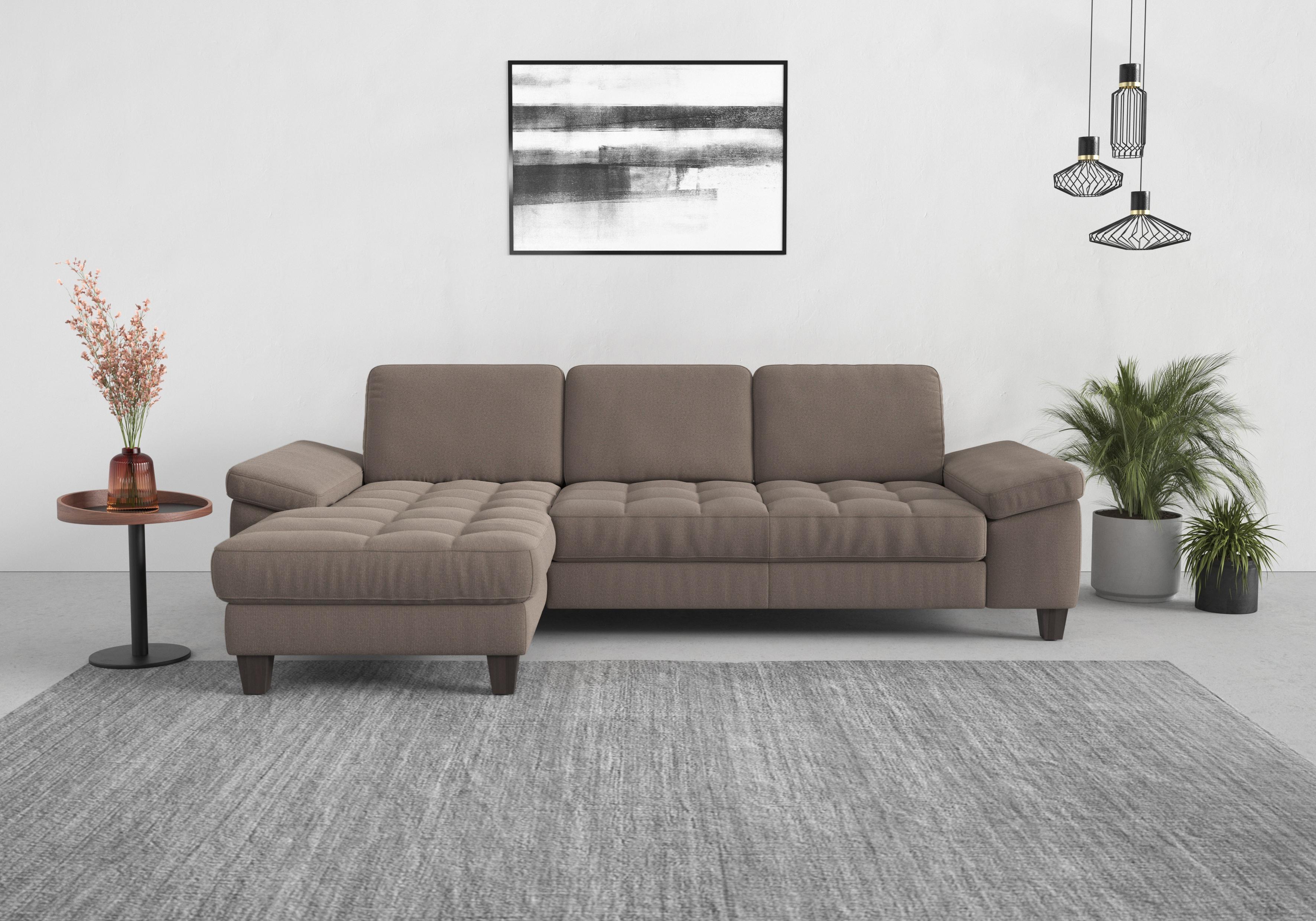 Ecksofa SIT & MORE "Westham L-Form", grau (taupe), B:275cm H:88cm T:172cm, 90% Polyester 10% Polyamid, Sofas, Ecksofa, Recamiere, mit oder ohne Bettfunktion, Bettkasten, Füße wengefarben