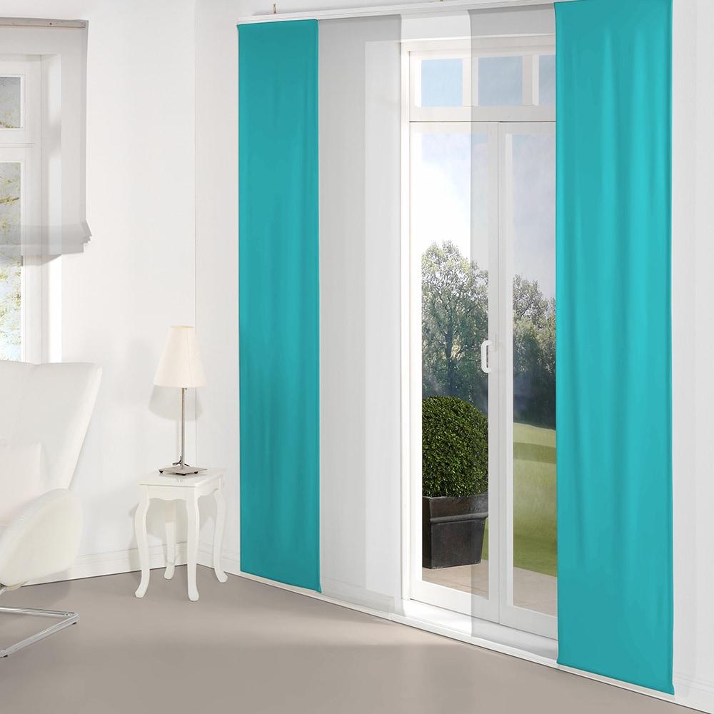 Schiebegardine WIRTH "Dim out" Gr. 2, blau (türkis), B:60cm H:175cm, Polyester, Gardinen, Schiebegardine, inkl. Beschwerungsstange