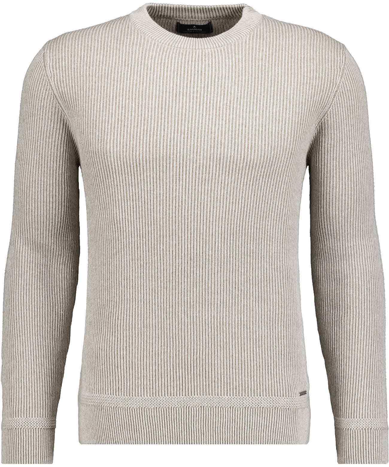 Rundhalspullover RAGMAN, Herren, Gr. 52, grau (taupe, 850), Strick, 95% Baumwolle 5% Kaschmir, ohne Ausschnitt, Pullover Rundhalspullover