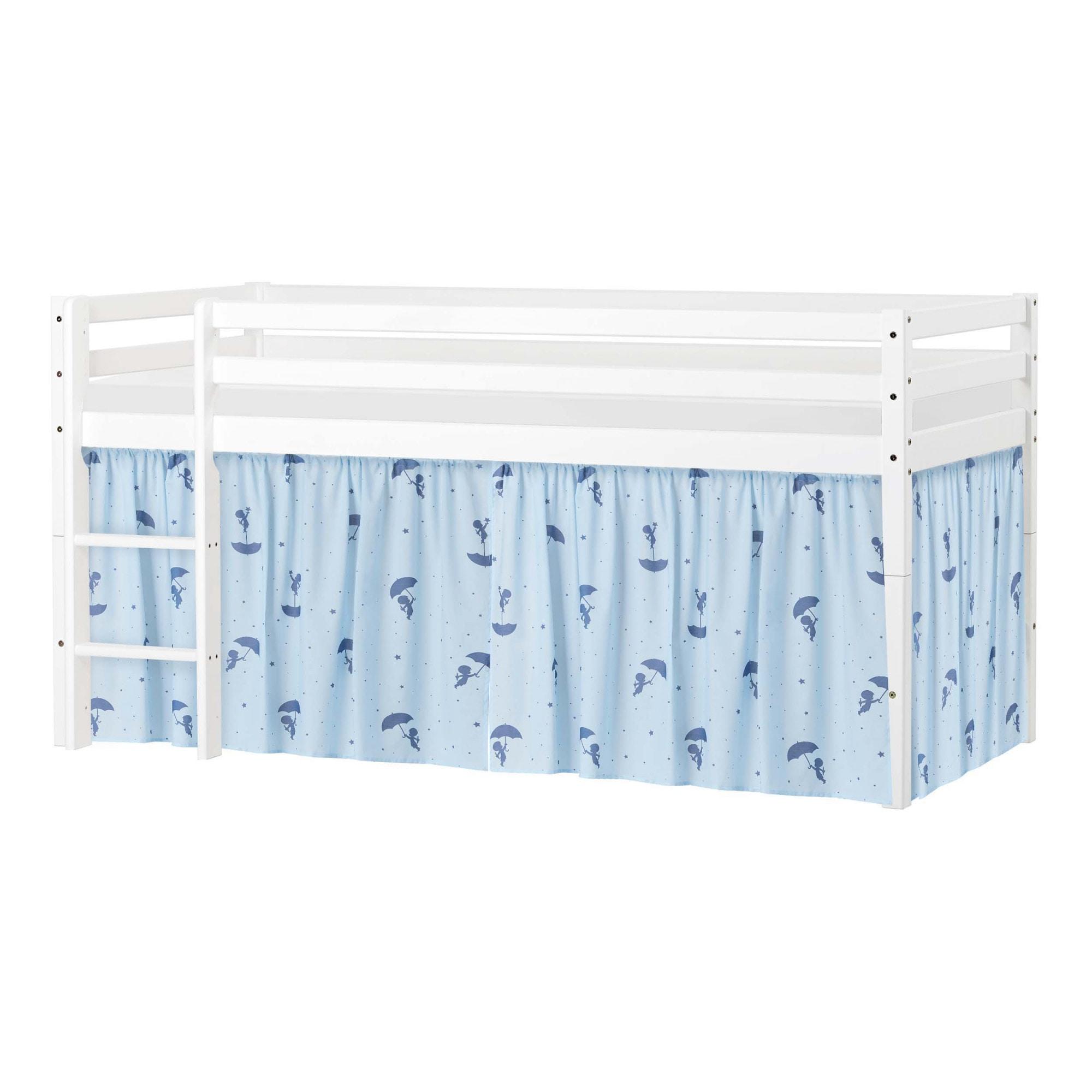 Spielbett HOPPEKIDS "ECO Dream", blau, B:101cm H:105cm L:208cm, Vorhang: 100% Baumwolle, Matratzenbezug: 100% Baumwolle, Matratze: Schaum, Betten, Spielbett, Massivholz, wahlweise in 2 Größen und 4 Farben, Matratze wählbar