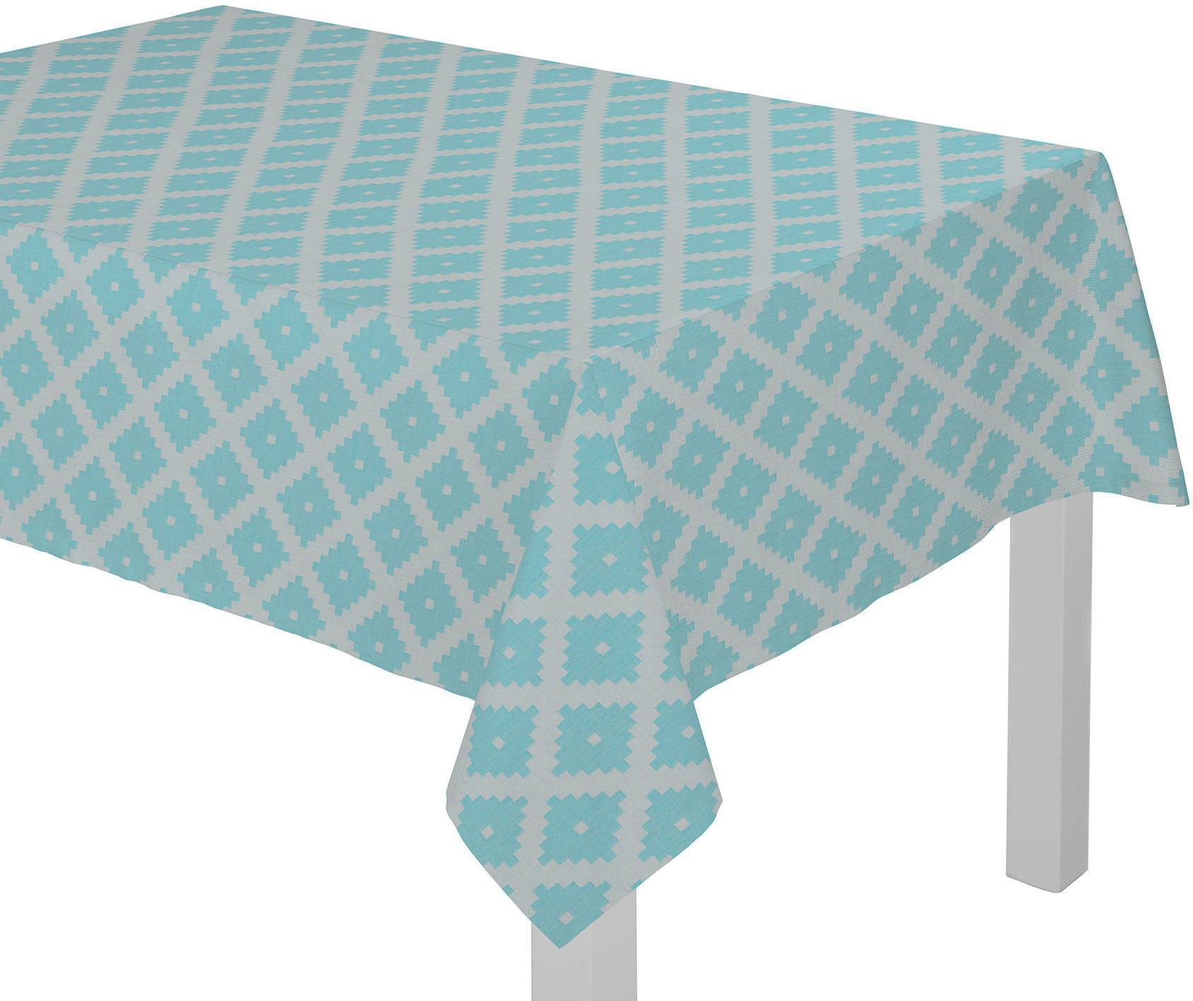 Tischdecke ADAM "Maroccan Shiraz" Gr. 9, blau (türkis), B:145cm L:250cm, Bio-Baumwolle, Tischdecken, Tischdecke, aus 100% Bio-Baumwolle