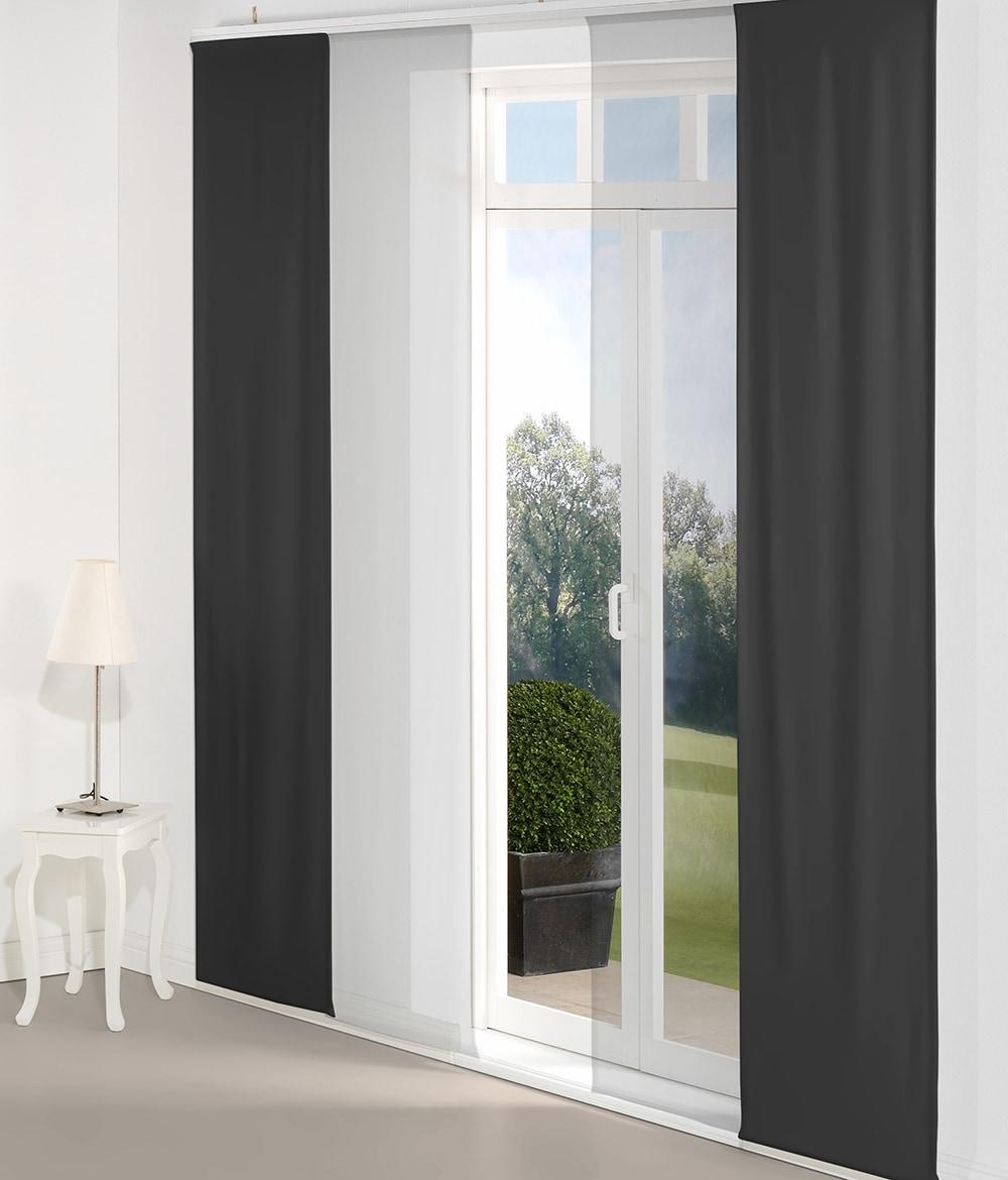 Schiebegardine WIRTH "Dim out" Gr. 1, schwarz, B:60cm H:145cm, Polyester, Gardinen, Schiebegardine, inkl. Beschwerungsstange