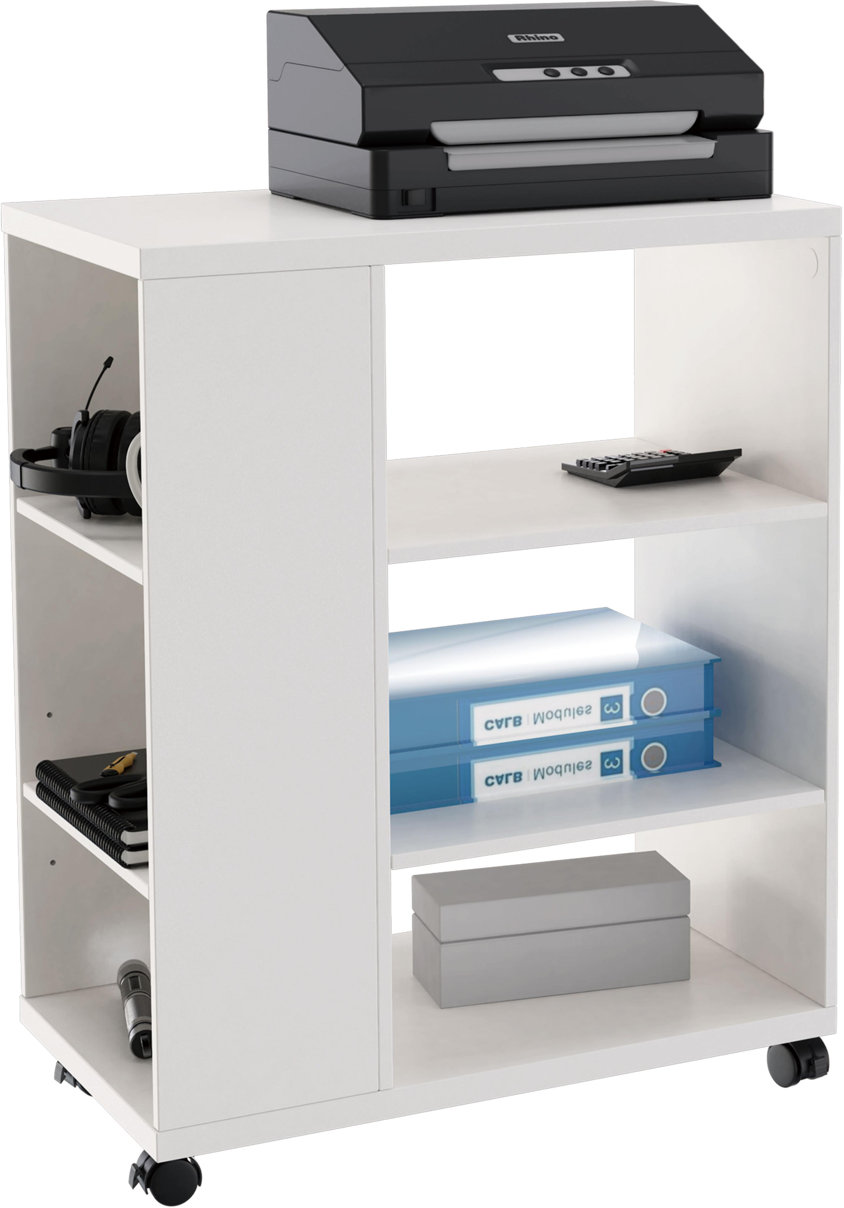 Rollwagen OTTO HOME "LOKVE, Rollcontainer, Druckertisch, Rollregal", weiß, B:60cm H:75cm T:35cm, Holzwerkstoff, Rollwagen, Rollwagen, Rollen feststellbar, 6 Fächer, Höhe 75 cm