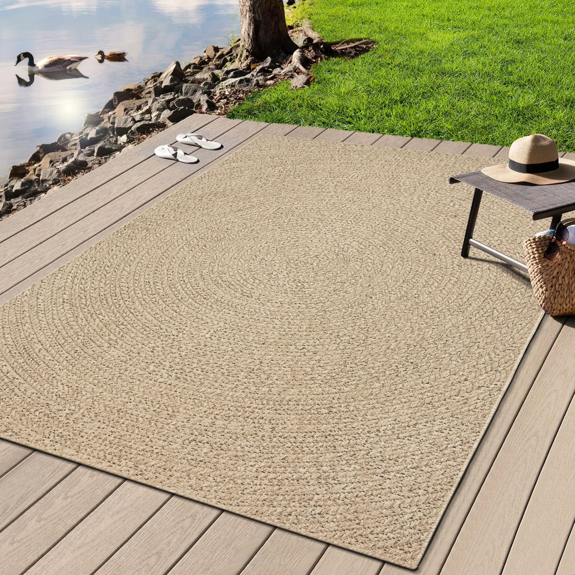 Teppich MERINOS "Kenzy 6", beige (natur), B:120cm H:10mm L:170cm, Polypropylen, Teppiche, Teppich, robuster In- und Outdoor Teppich im natürlichen Jute-Look, wetterfest