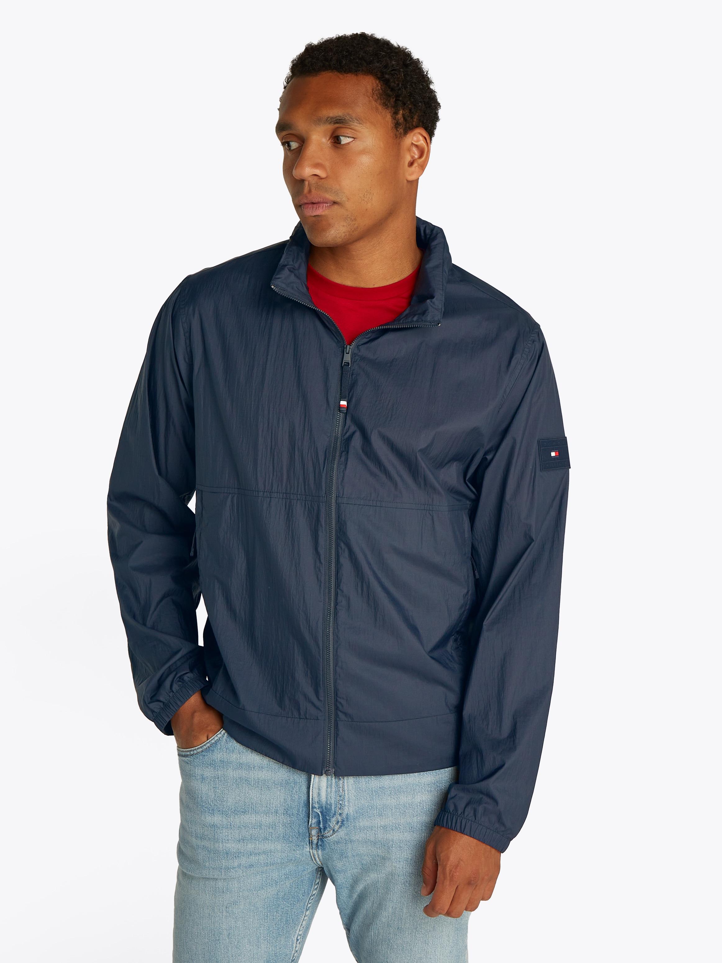 Blouson TOMMY HILFIGER "TECH LIGHTWEIGHT STAND JACKET", Herren, Gr. M, blau (desert sky), Web, Obermaterial: 100% Polyamid, Jacken Blouson