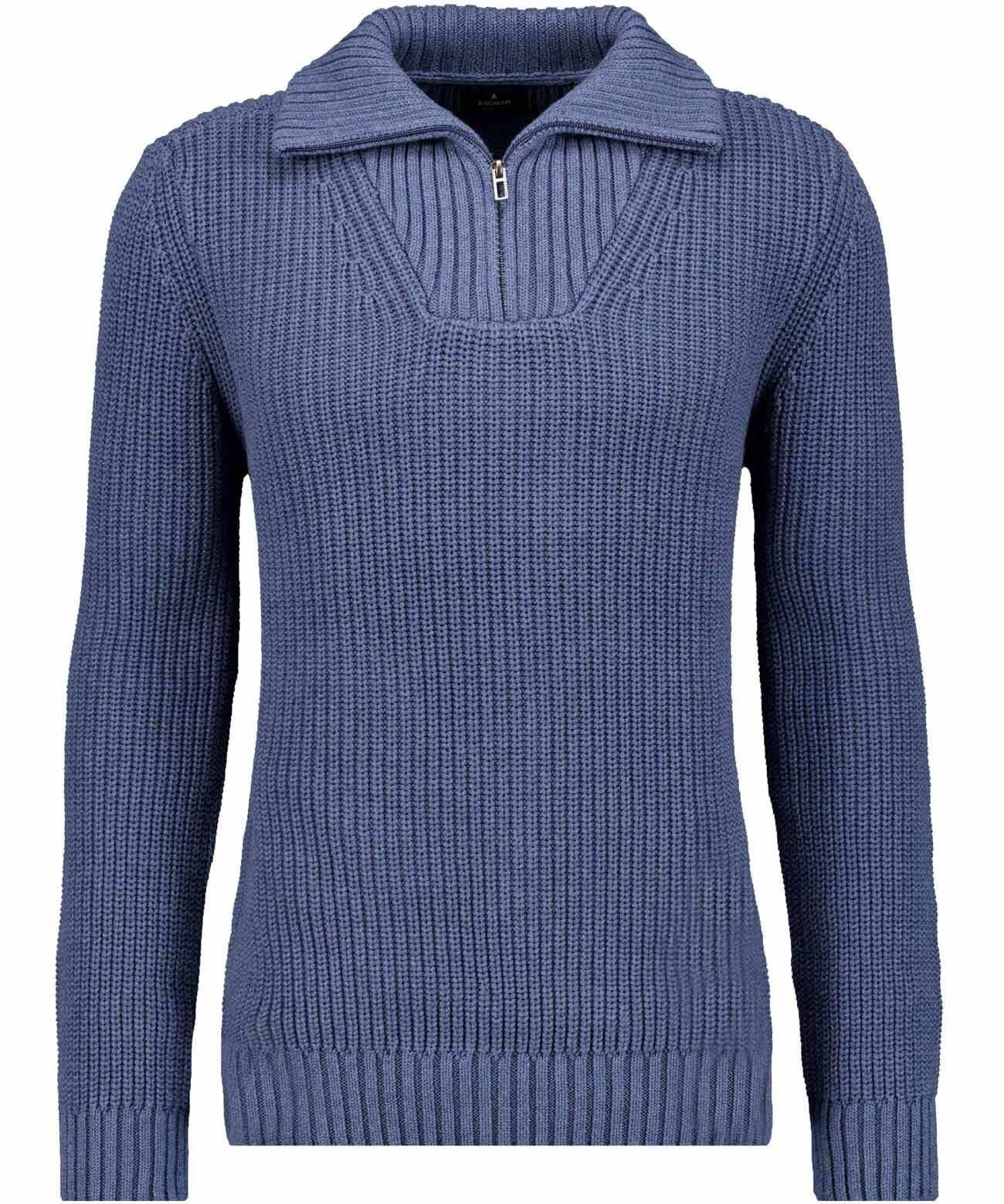 Rundhalspullover RAGMAN, Herren, Gr. 48, blau, melange, 782, Strick, 100% Baumwolle, ohne Ausschnitt, Pullover Rundhalspullover