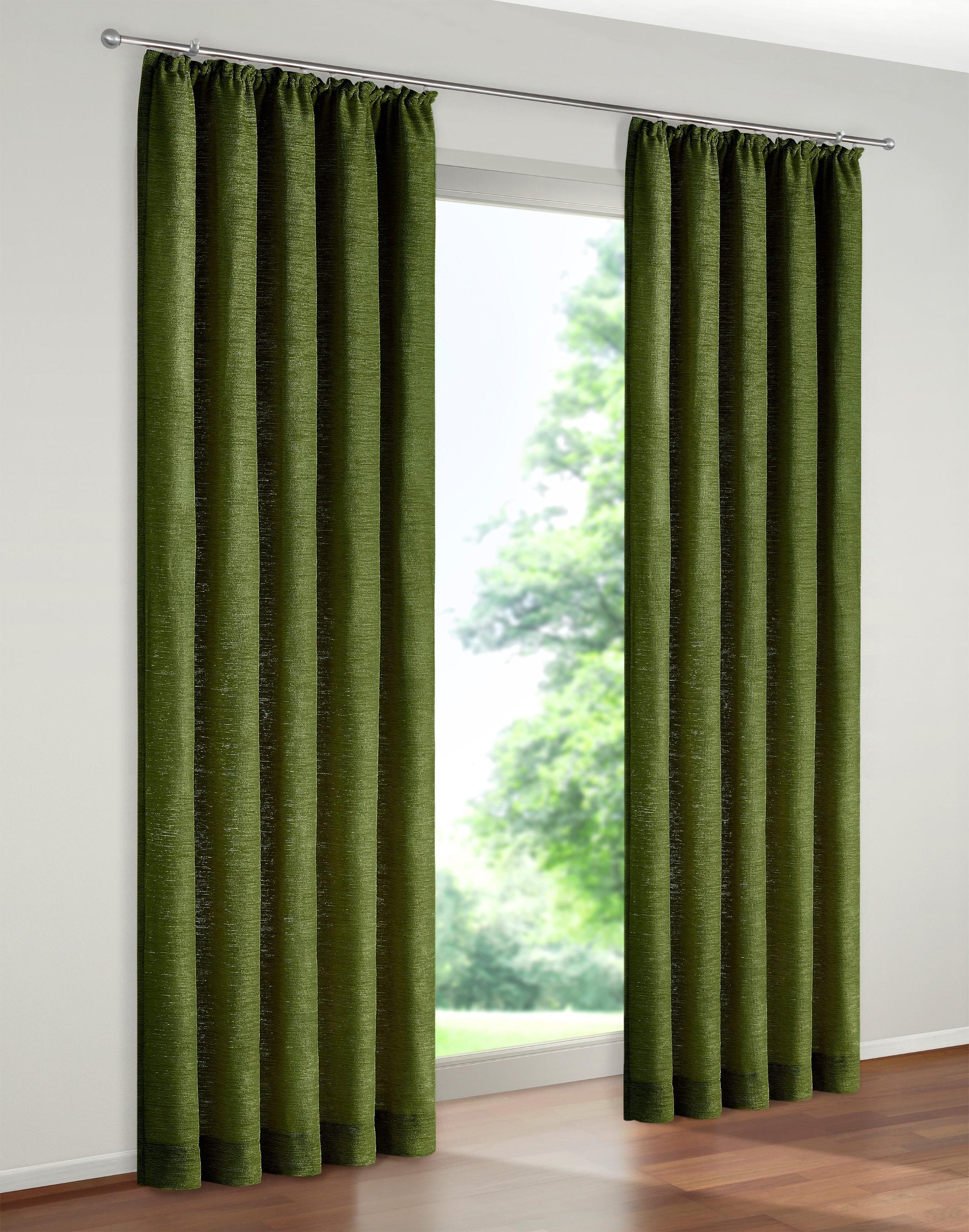 Vorhang WIRTH "Holmsund 288g/qm" Gr. 3, grün (moosgrün), B:132cm H:180cm, Chenille, Polyacryl, Gardinen, Vorhang