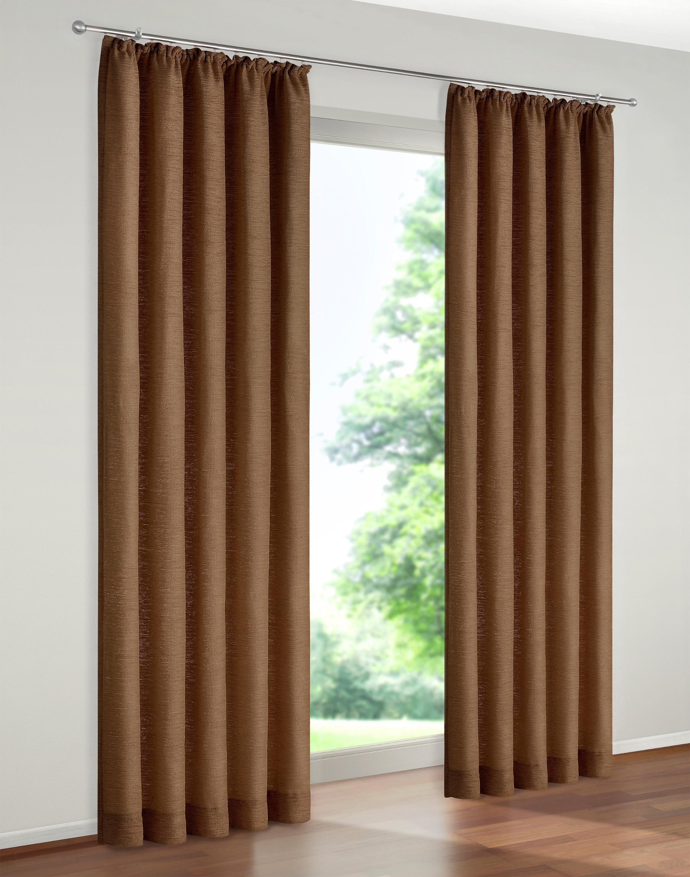 Vorhang WIRTH "Holmsund 288g/qm" Gr. 3, braun, B:132cm H:180cm, Chenille, Polyacryl, Gardinen, Vorhang