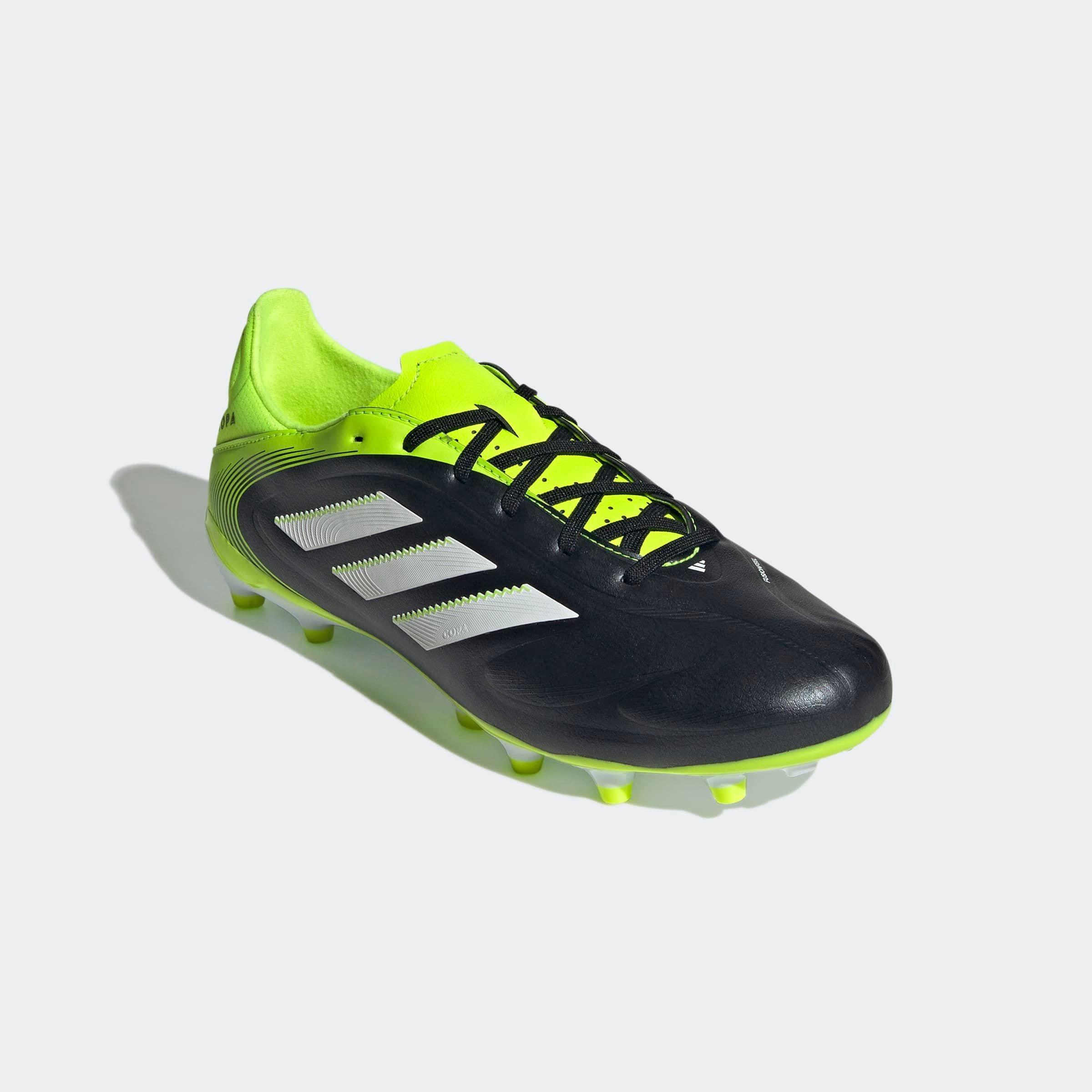 Fußballschuh ADIDAS PERFORMANCE "COPA PURE 3 LEAGUE FG/MG", Gr. 43, weiß (core schwarz, cloud weiß, lucid lemon), Synthetik, Schuhe Fußballschuh, geeignet für Rasen- und Kunstrasenplätze