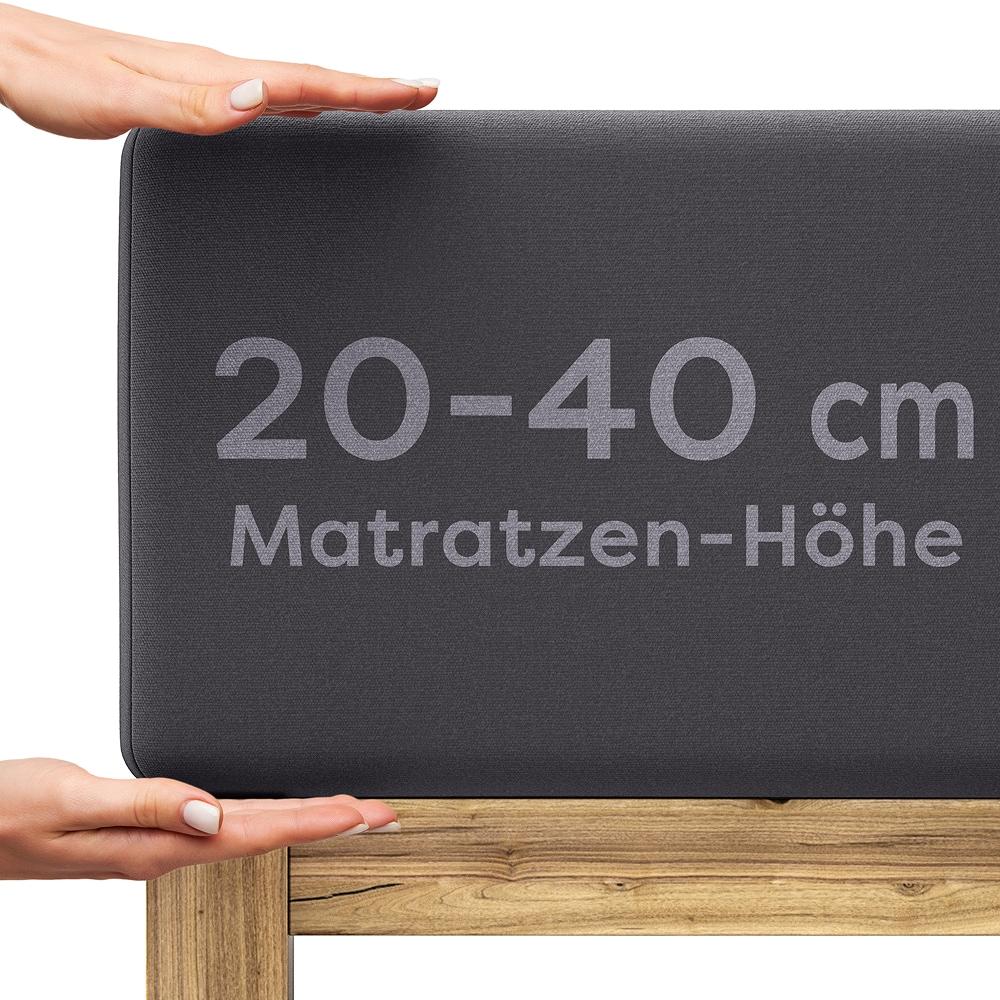 Spannbettlaken WOLKENFELD "Boxspringbett Bettlaken - Spannbetttuch für Matratzen bis 40cm", grau (anthrazit), 1 Stk., Jersey, 140-160x200-220 140x200 140x220 160x200 160x220 40cm, Jersey, Obermaterial: 95% Baumwolle, 5% Elasthan (LYCRA), Bettlaken, Spannbettlaken, Elastisch & Rutschfest: 90x200, 140x200, 160x200, 180x200 & Übergrößen, Topseller