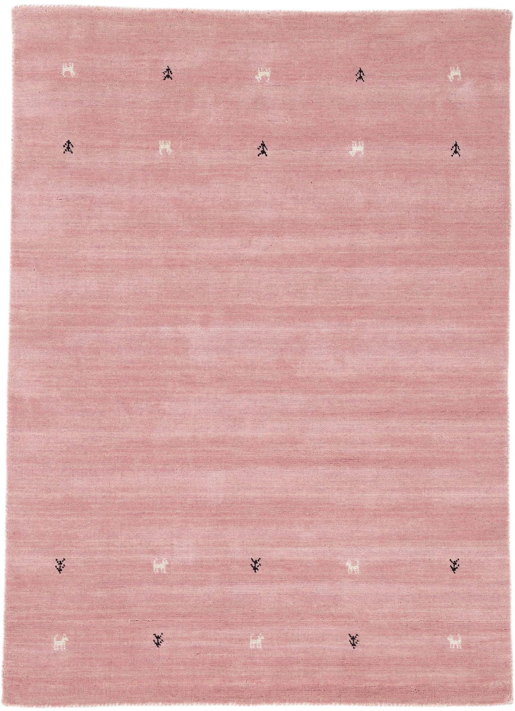 Wollteppich CARPETFINE "Gabbeh Uni, auch als Läufer und Rund erhältlich", rosa, B:60cm H:15mm L:90cm, Wolle, Teppiche, Wollteppich, reine Wolle, handgewebt, Gabbeh Loom Tiermotiv, große Farbauswahl