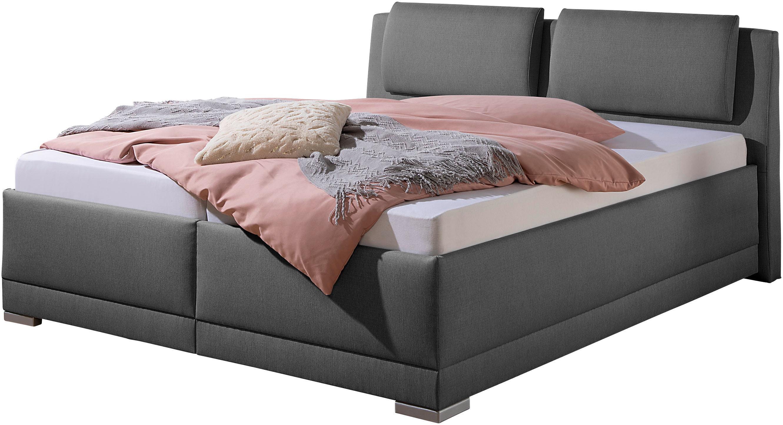 Polsterbett MAINTAL "Oderzo", grau (anthrazit), B:192cm L:230cm, Struktur (100% Polyester), Betten, Polsterbett, inkl. Bettkasten, Kopfteilverstellung, Matratzen in H2 oder H3 wählbar