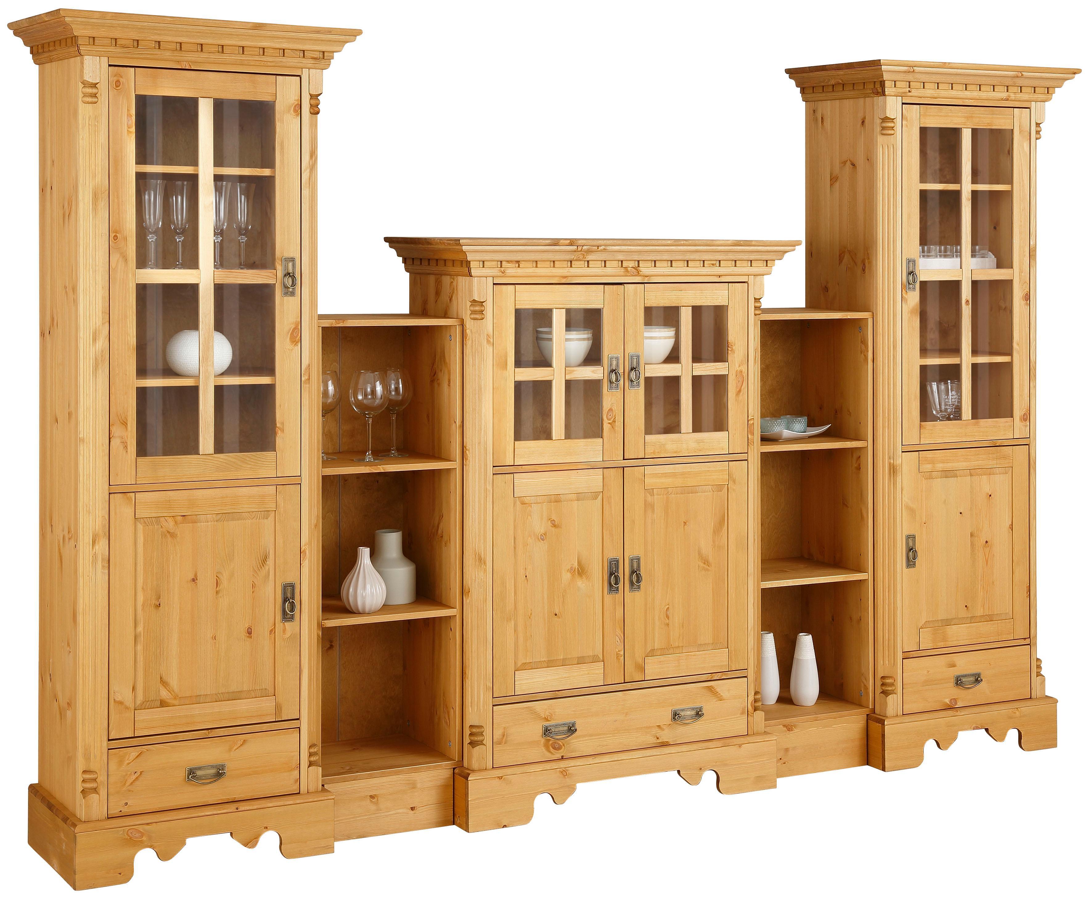 Wohnwand OTTO HOME "Milan", beige (natur), B:326cm H:199cm T:47cm, Massivholz, Kastenmöbel-Sets, Wohnwand, aus massiver Kiefer, FSC zertifiziert
