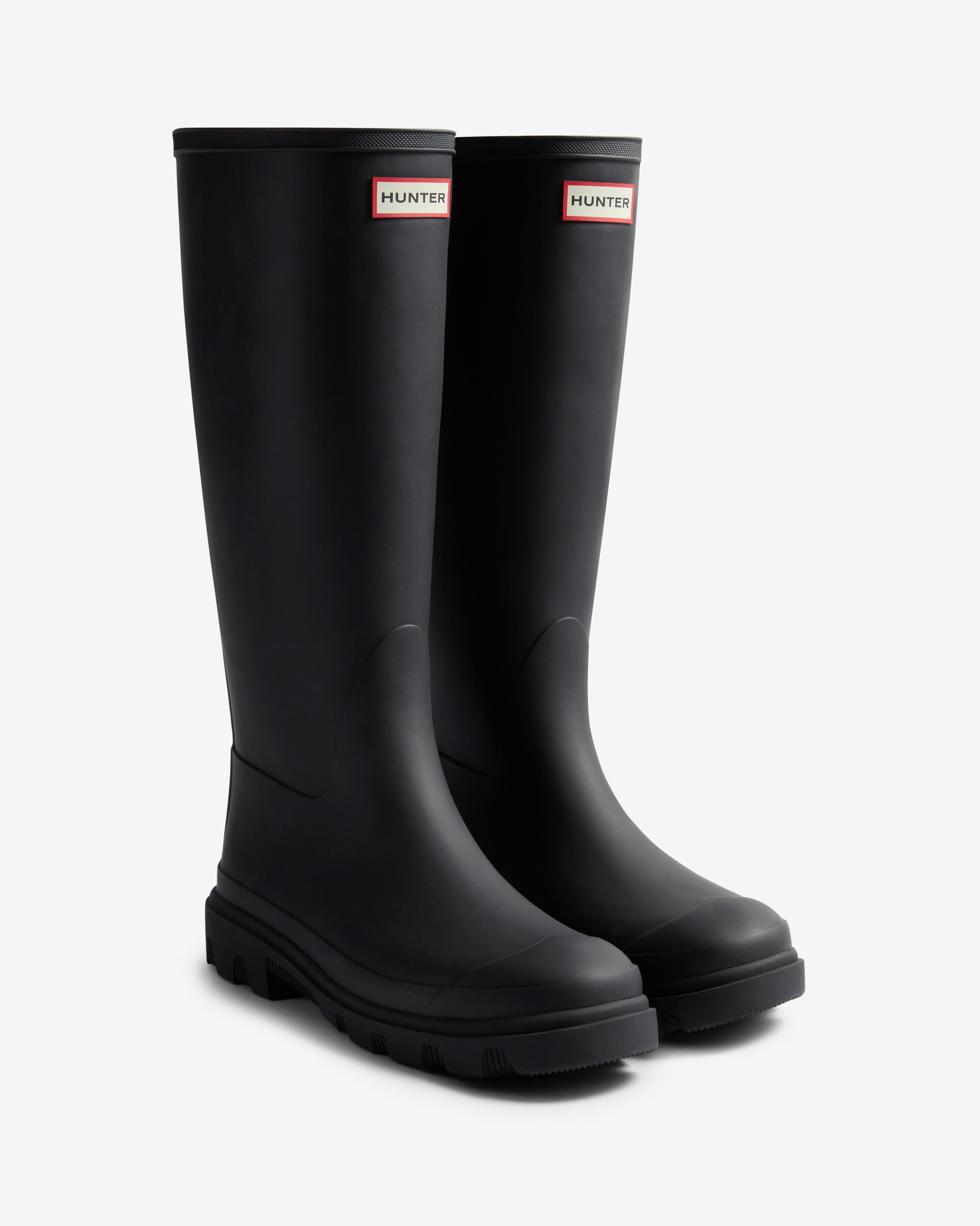 Gummistiefel HUNTER "UNISEX DOWNPOUR TALL BOOT", Damen, Gr. 38, schwarz, Synthetik, Schuhe Gummistiefel, wasserdicht