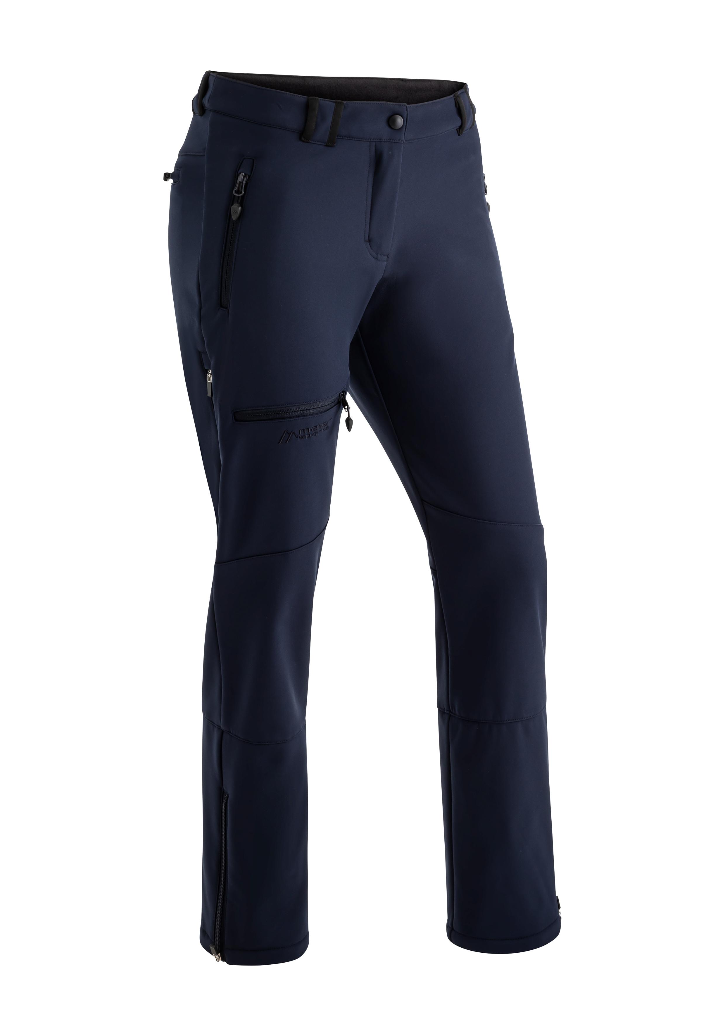 Softshellhose MAIER SPORTS "Adakit W", Damen, Gr. 20, Kurzgrößen, blau (dunkelblau), Vorderseite: 92% Polyester, 8% Elasthan; Rückseite: 100% Polyester, Hosen Softshellhose, Damen Trekkinghose, atmungsaktive Outdoorhose, Regular Fit