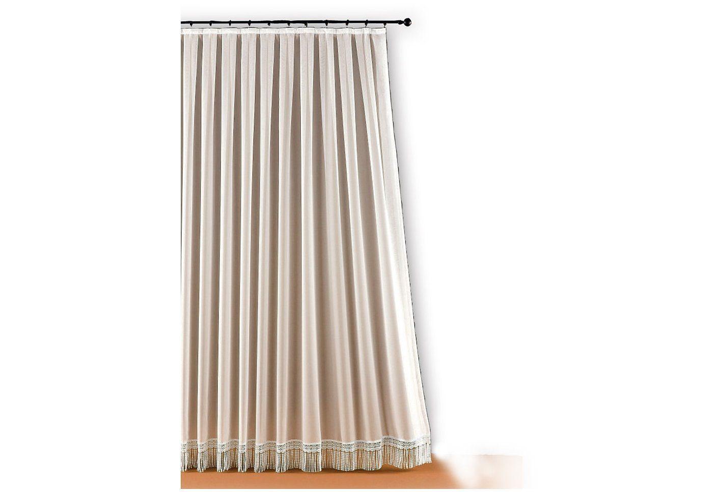 Gardine WECKBRODT "Makramee", weiß, B:220cm H:245cm, Polyester, Gardinen, Gardine, Webgardine, Makramee, Sockel, Feste Falten, nach Maß, Store