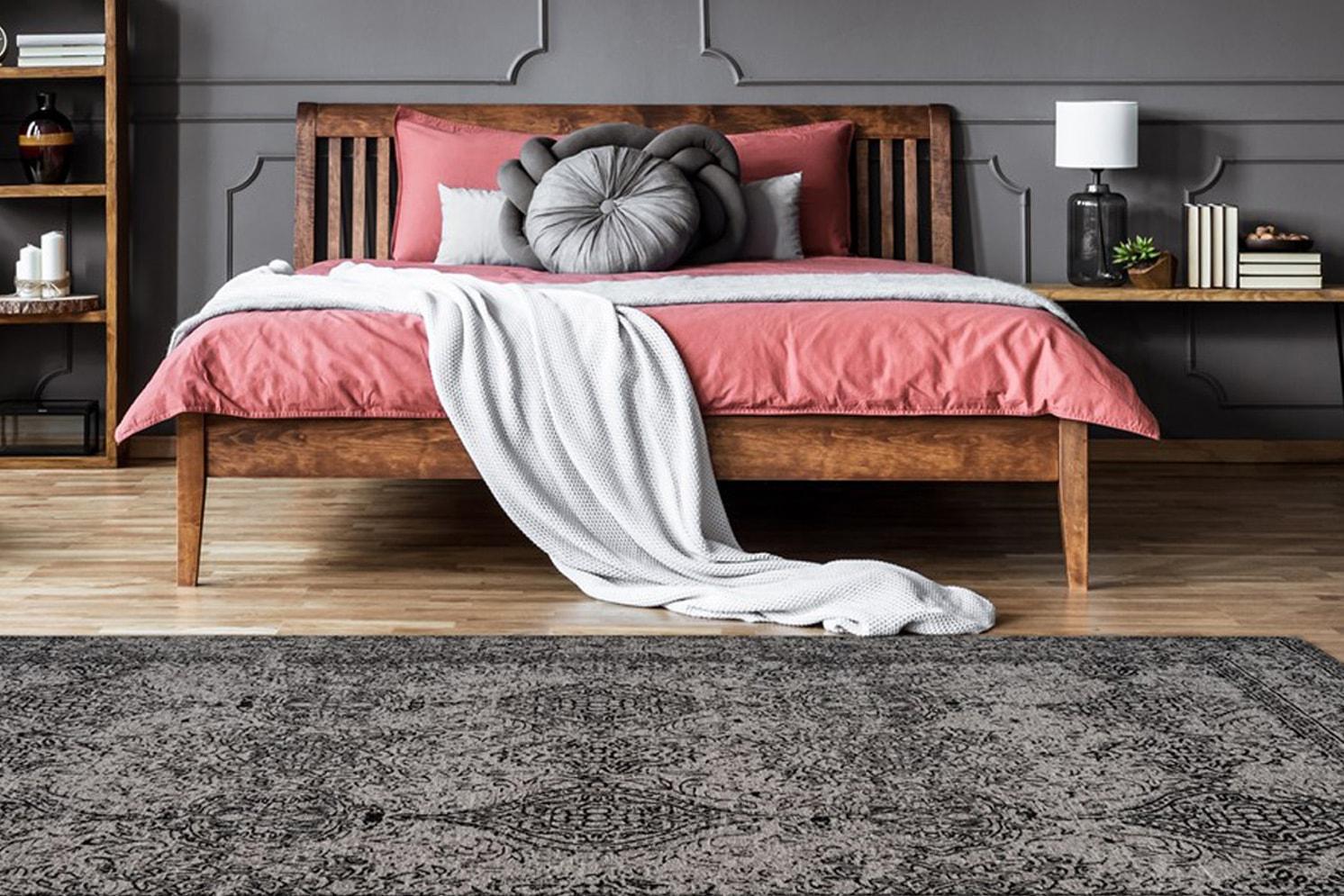 Teppich CALO-DELUXE "Bello 210" Gr. 4, grau (grau, schwarz), B:160cm H:10mm L:230cm, Baumwolle, Polyester, Teppiche, Teppich, Vintage Design, Wohnzimmer