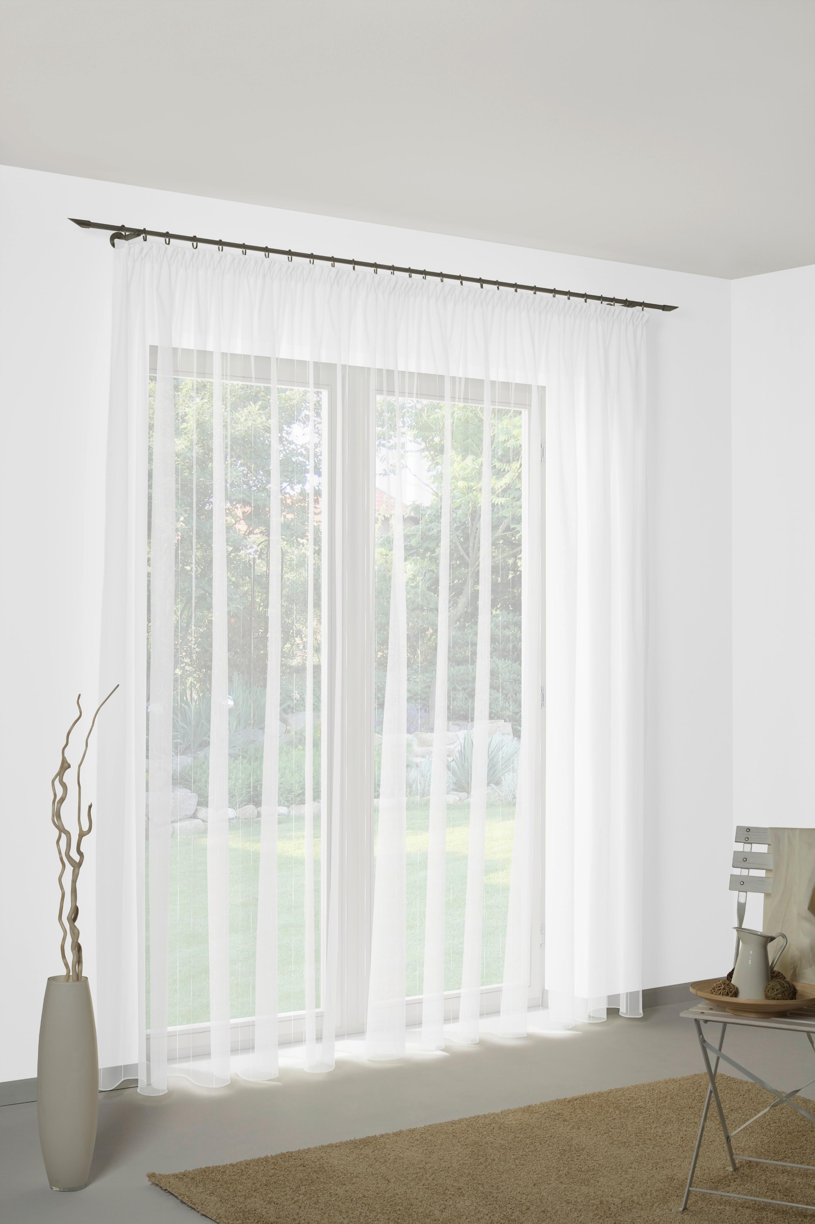 Gardine WIRTH "Manuela", weiß, B:850cm H:145cm, Voile, Polyester, Gardinen, Gardine, Store