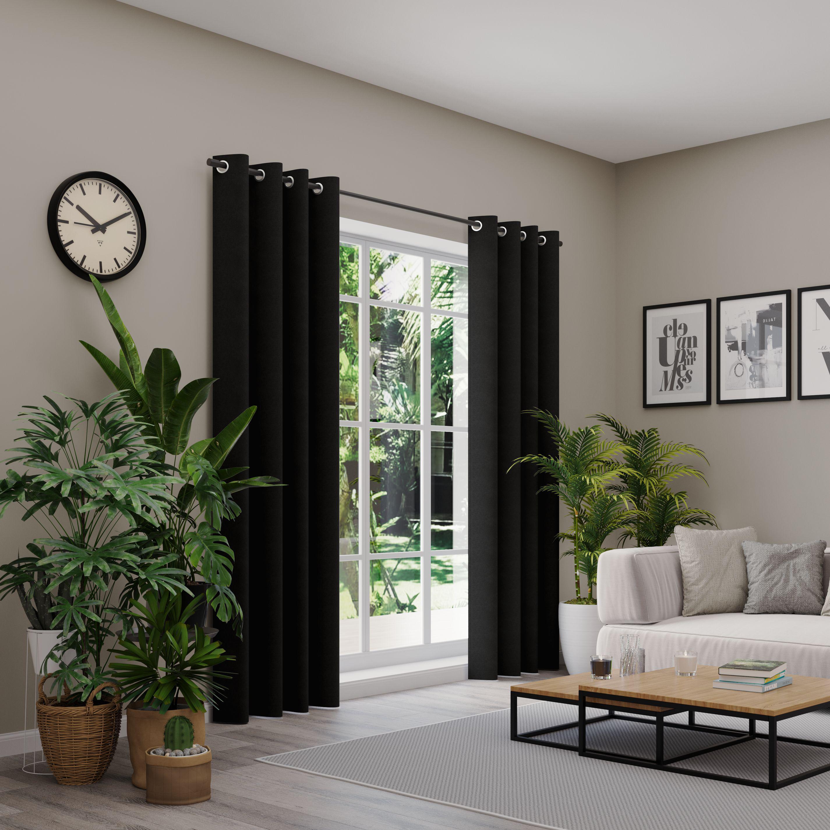 Vorhang NEUTEX FOR YOU "BELMONDO", schwarz, B:138cm H:150cm, Polyester, Gardinen, Vorhang, Uni mit samtiger Oberfläche, nach Maß