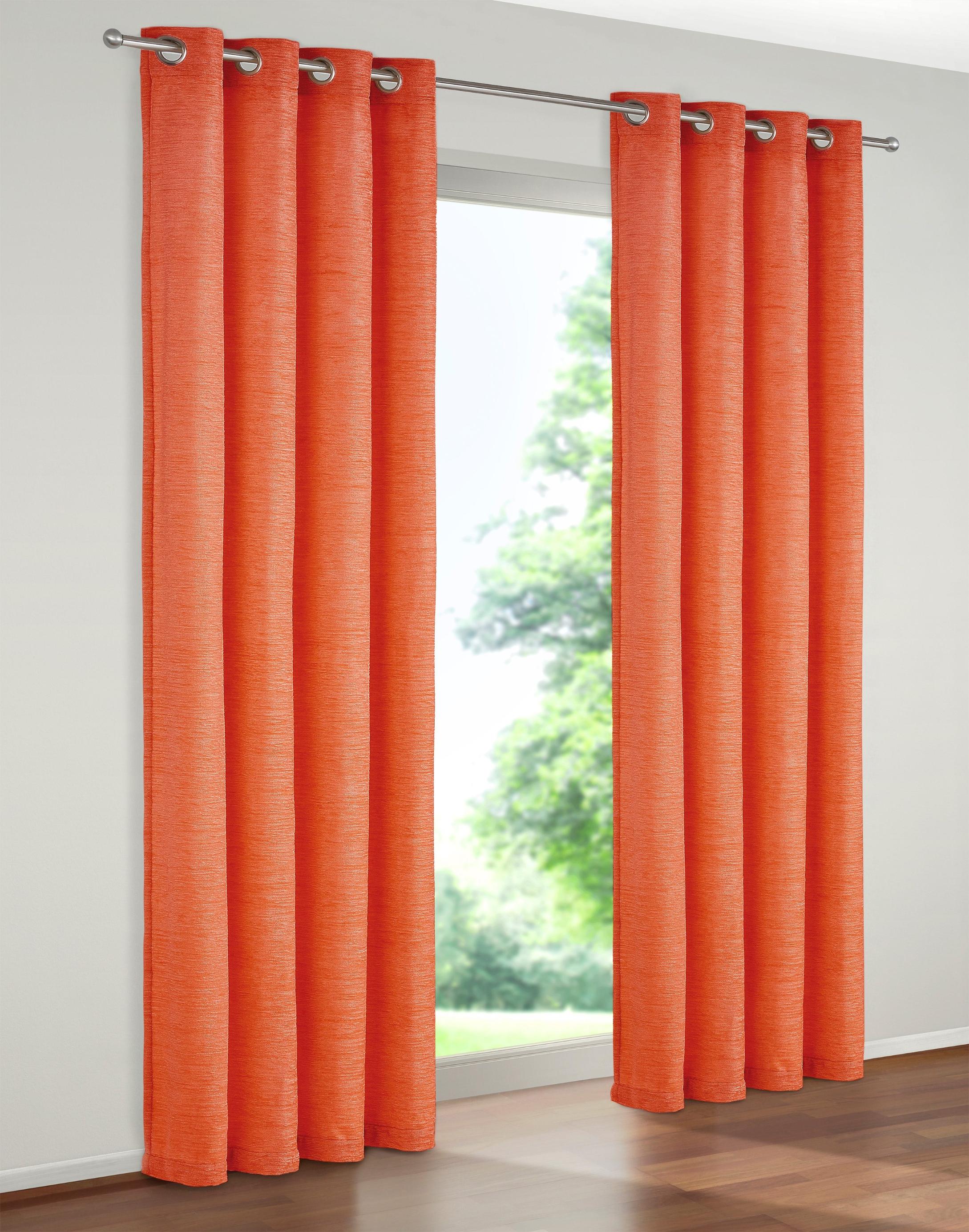 Vorhang WIRTH "Trondheim 234 g/m²" Gr. 7, orange (terra), B:132cm H:255cm, Chenille, Polyacryl, Gardinen, Vorhang