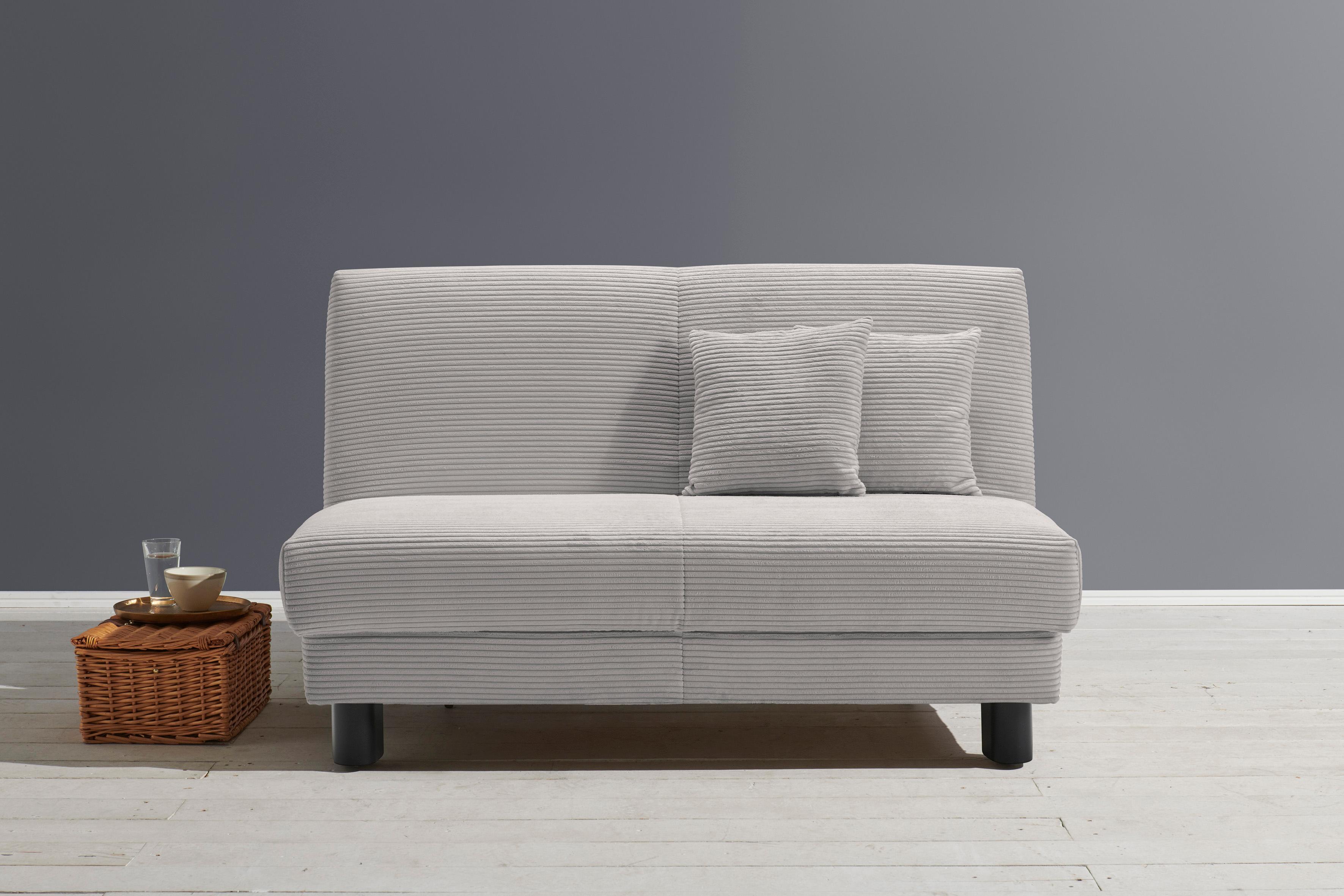 Schlafsofa ELL + ELL "Enny", grau (hellgrau), B:145cm H:85cm T:100cm, 92% Polyester 8% Nylon, Sofas, Schlafsofa