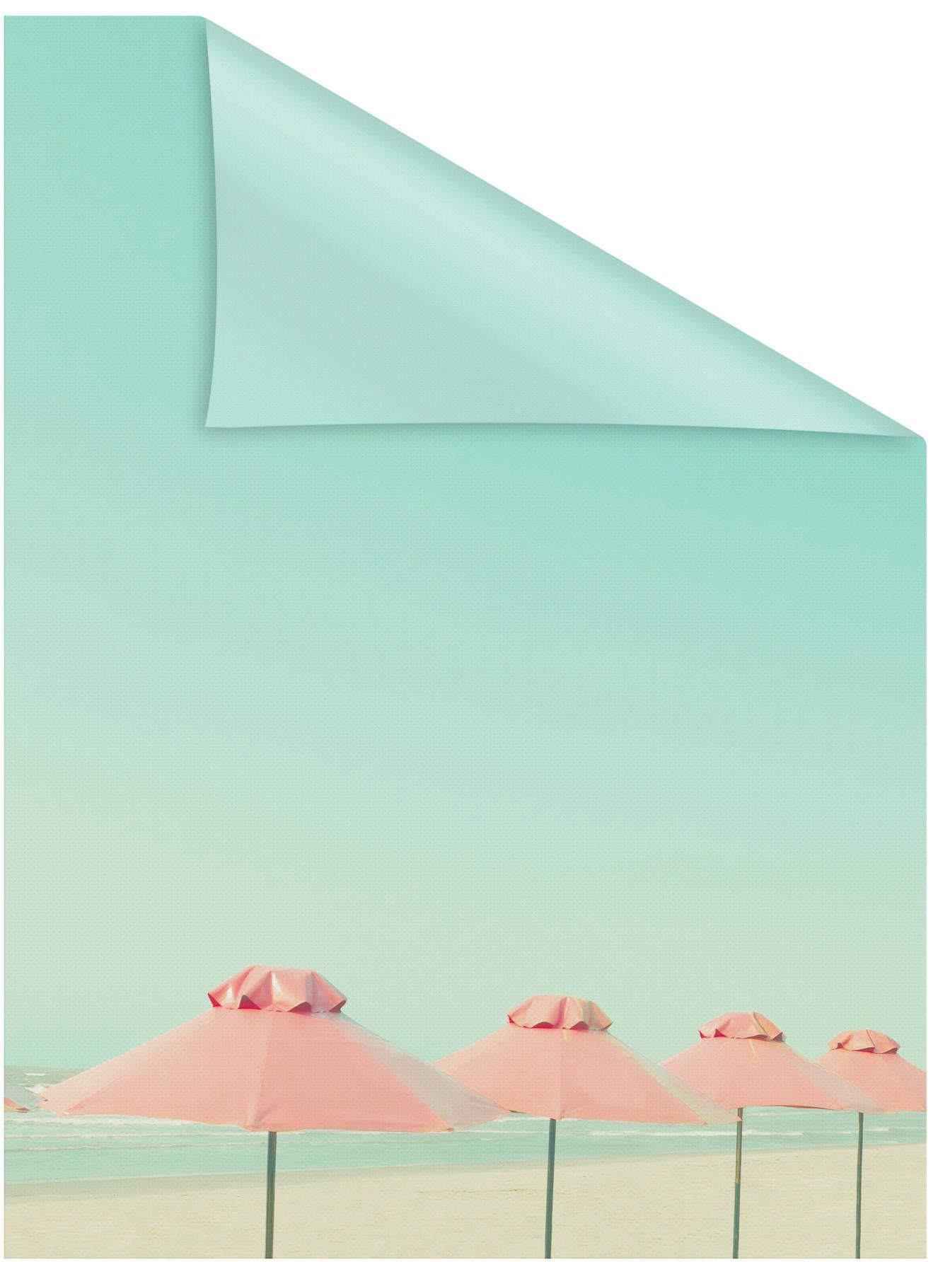 Fensterfolie LICHTBLICK ORIGINAL "Sonnenschirme" Gr. 2, blau (türkis, rosa), B:50cm L:100cm, PVC, Fensterfolien, Fensterfolie, selbstklebend, Sichtschutz