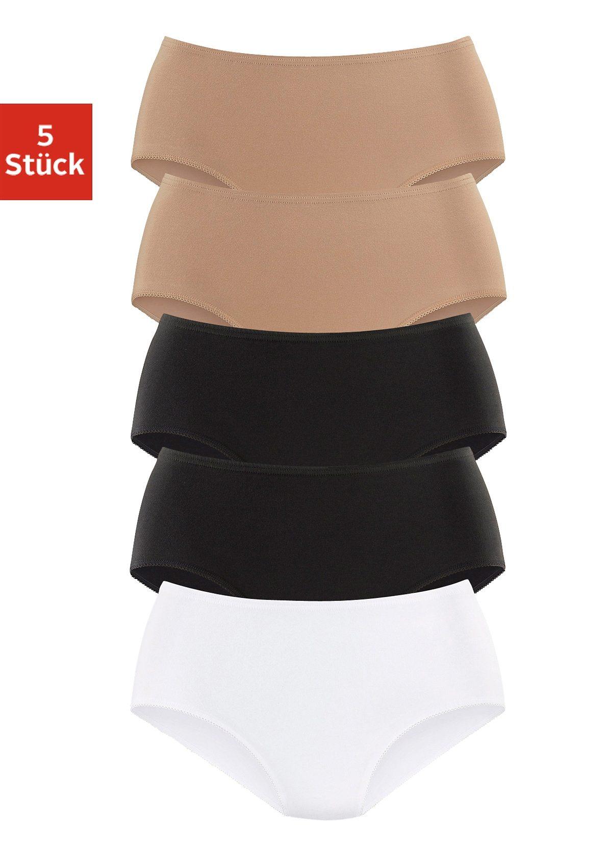 Hüftslip PETITE FLEUR, Damen, Gr. 48/50, beige (beige, schwarz, weiß), Obermaterial: 95% Baumwolle, 5% Elasthan, unifarben, Unterhosen Hüftslip, aus elastischer Baumwolle, Topseller