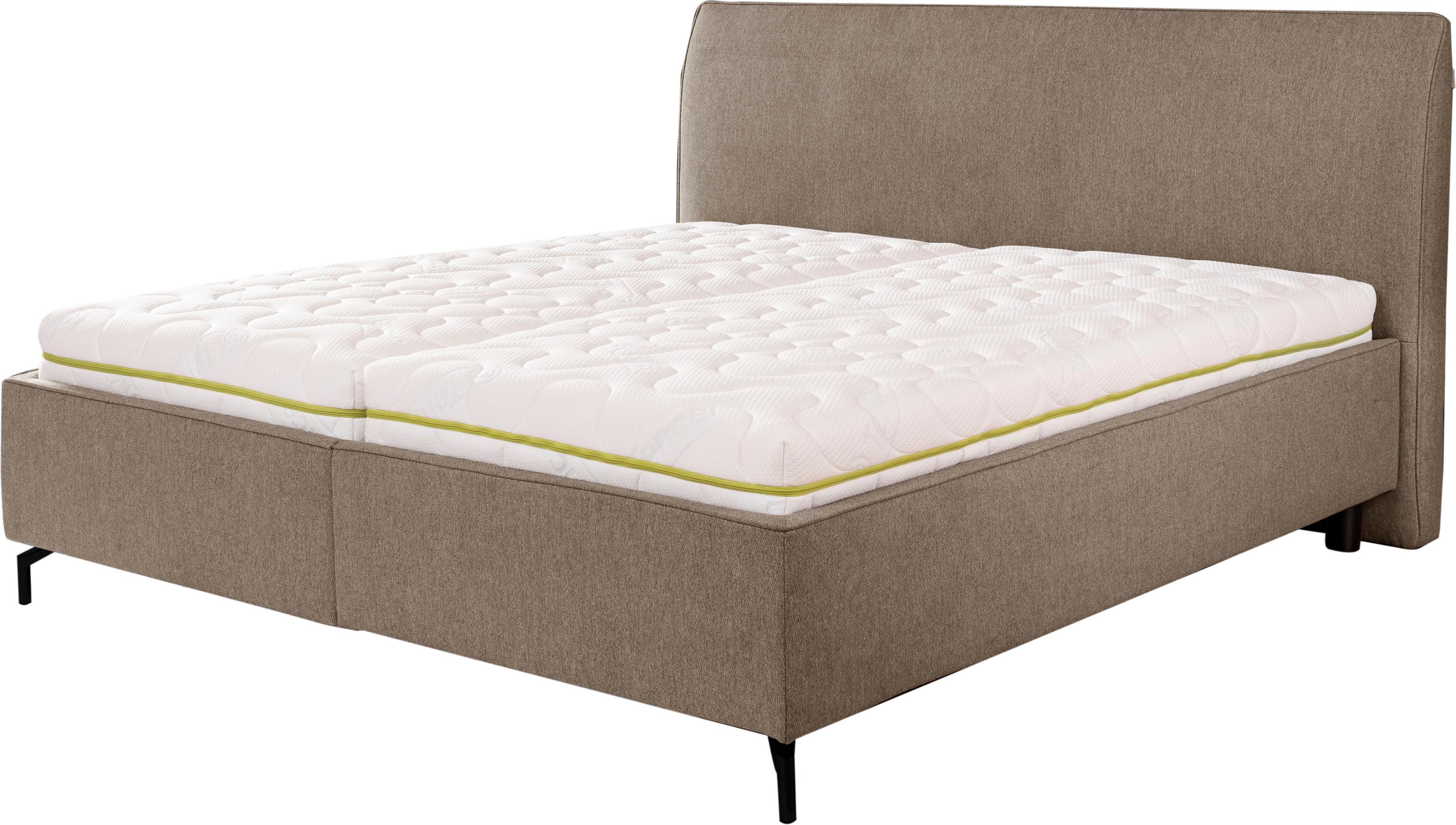 Stauraumbett ALINA "Serina Supercomfort", grau (beigegrau tcm 149), B:180cm L:219cm, Struktur fein TCM (100% Polyester), Betten, Stauraumbett, inkl. Lattenrost mit Kopf- und Fußhochsteller, diverse Ausführungen