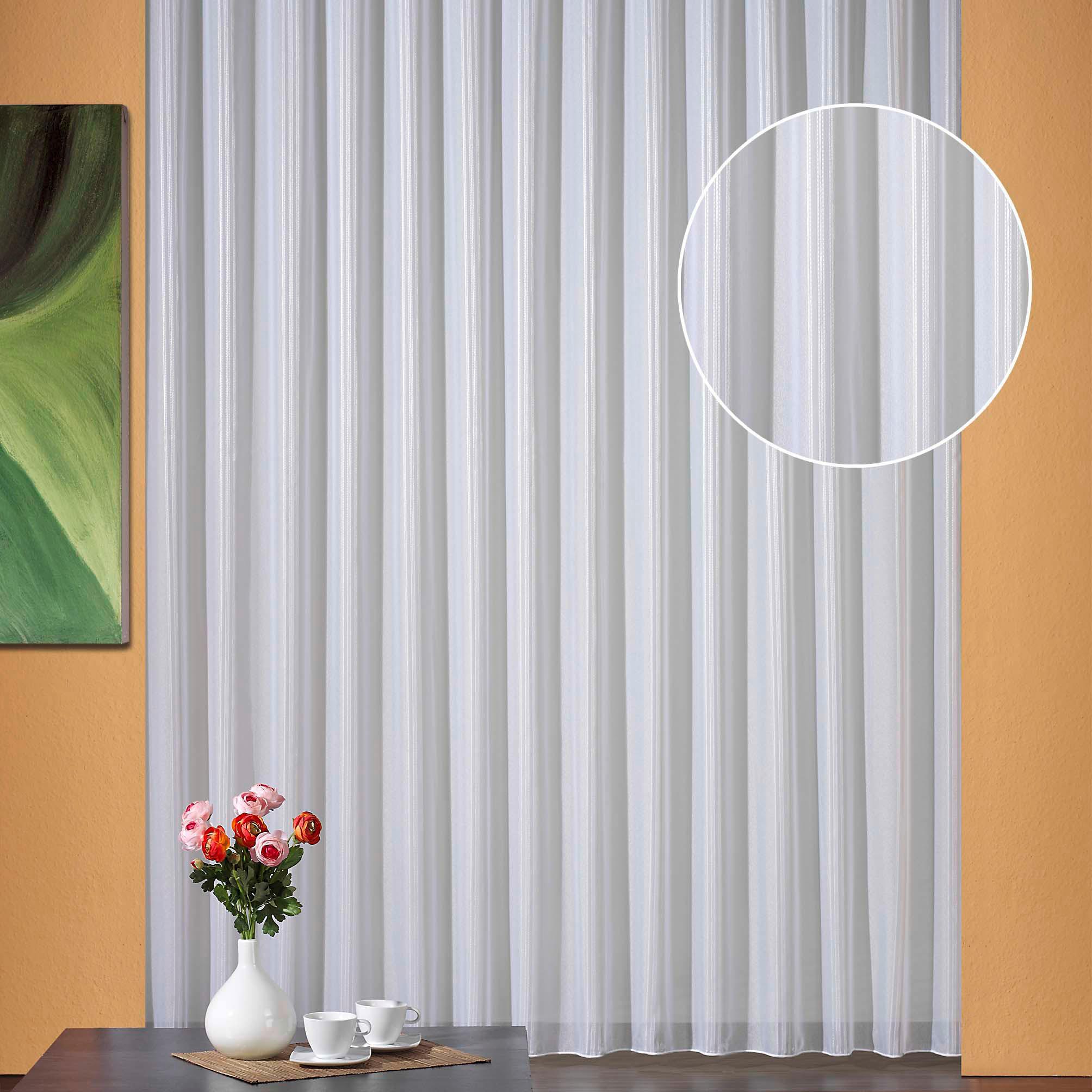 Gardine WECKBRODT "Breslau" Gr. 30, beige (cremeweiß), B:900cm H:245cm, Sablé, Polyester, Gardinen, Gardine, Websablè, halbtransparent, Effektfäden, Beschwerungsband, Store, Topseller