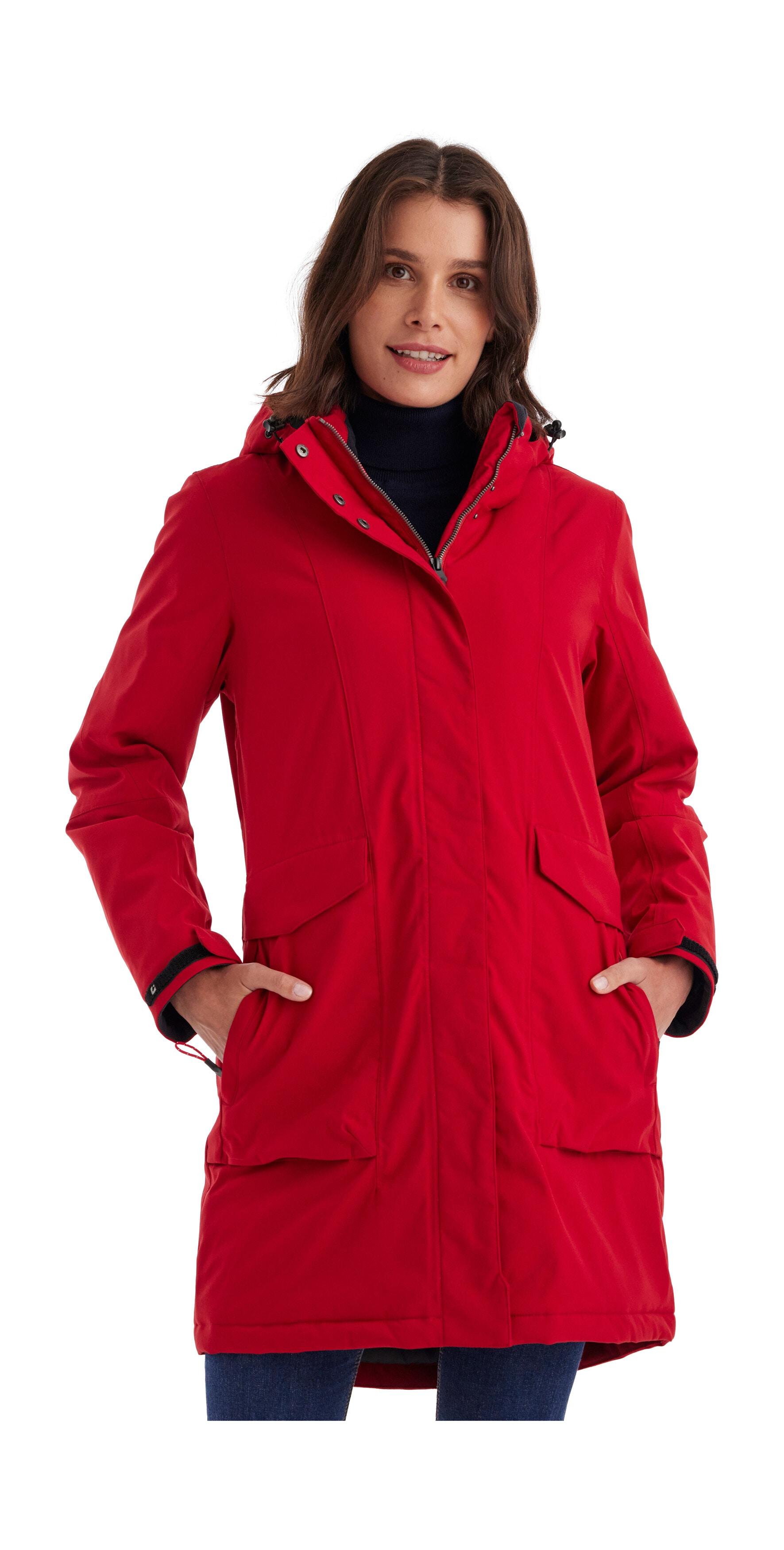 Parka KILLTEC "Damen Funktionsparka", Damen, Gr. 40, rot, Obermaterial: 100% Polyester;Futter: 100% Polyester;Füllung: 100% Polyester, Jacken Parka, Wasserdichter, atmungsaktiver Damenparka mit abnehmbarer Kapuze