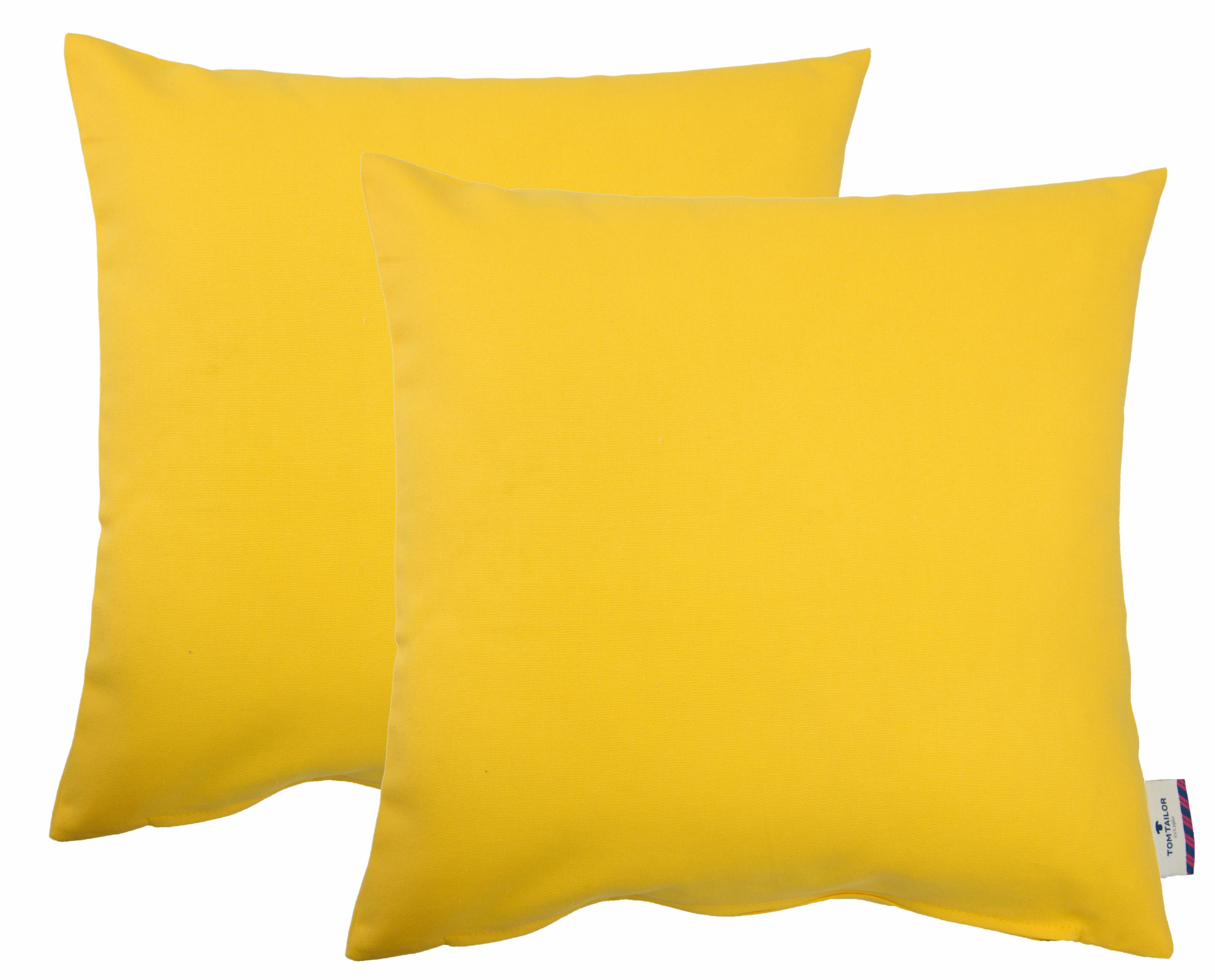 Dekokissen TOM TAILOR HOME "Dove" Gr. 2, gelb (zitrone, unifarben), B:48cm L:48cm, Baumwolle, Dekokissen_Sitzkissen_Kissenhüllen, Dekokissen, unifarben, Kissenhüllen ohne Füllung, 2er Pack