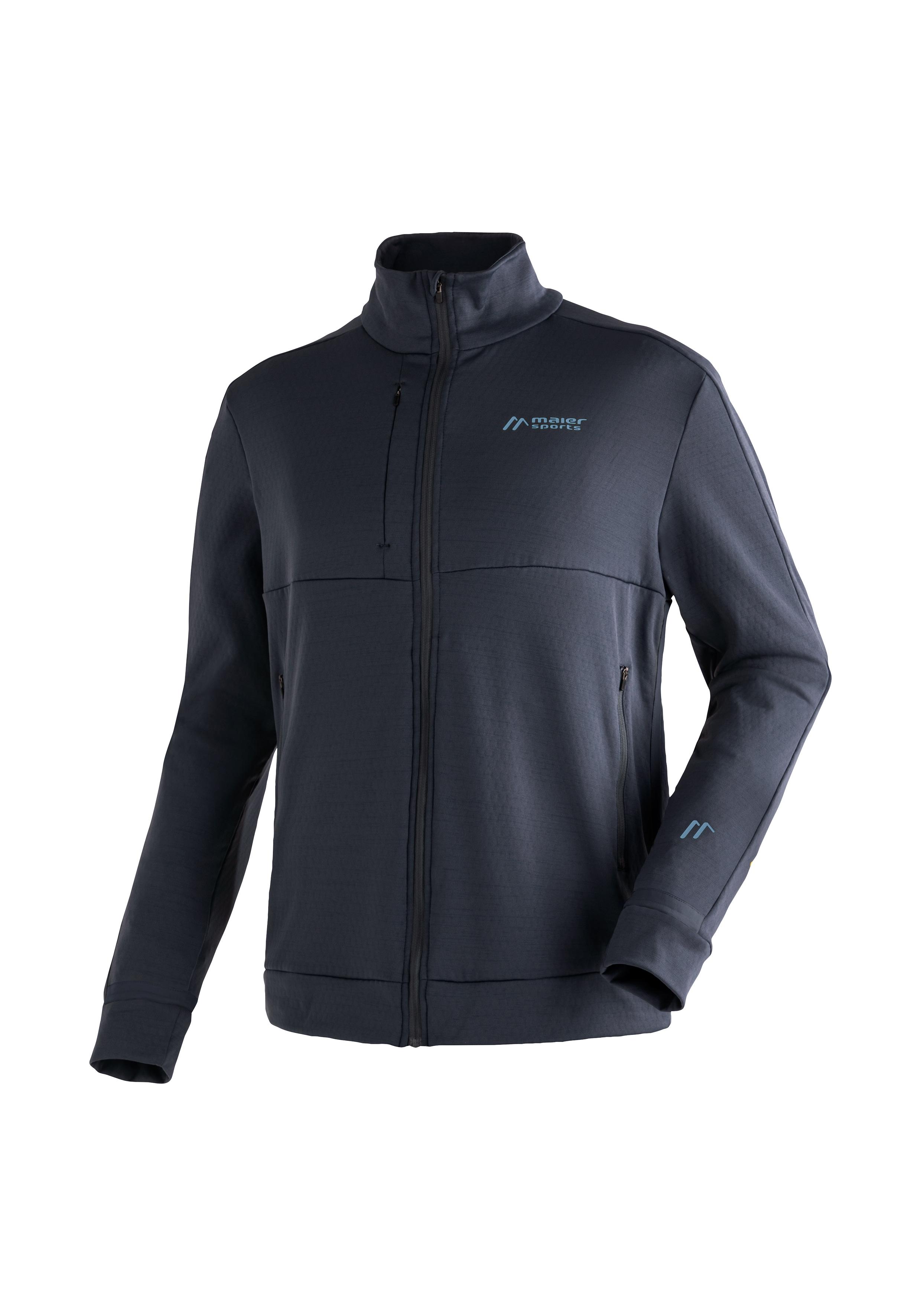 Funktionsshirt MAIER SPORTS "Granni M", Herren, Gr. 52, blau (dunkelblau), 96% Polyester, 4% Elasthan, Shirts Funktionsshirt, Herren Midlayer-Jacke, atmungsaktiv und schnelltrocknend, Fleece-Jacke