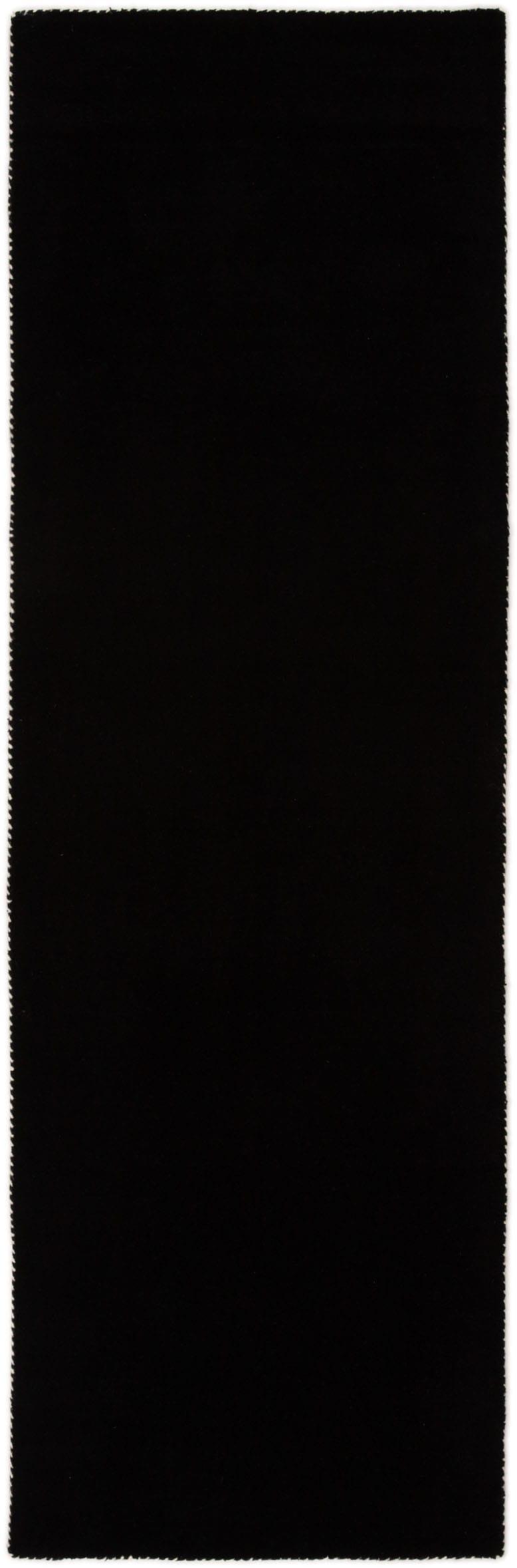 Wollteppich CARPETFINE "Gabbeh Lola Uni", schwarz, B:75cm H:14mm L:240cm, Wolle, Teppiche, Wollteppich, mit natürlichem Pflanzenmaterial von Hand gewebt, auch in Rund