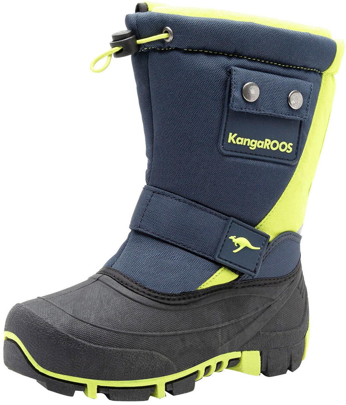 Winterstiefel KANGAROOS "Kanga-Bean II", Mädchen, Gr. 33, blau (navy, lime), Synthetik, Textil, Schuhe Winterstiefel, Snowboots, Winterboots, Winterschuhe, wasserabweisend