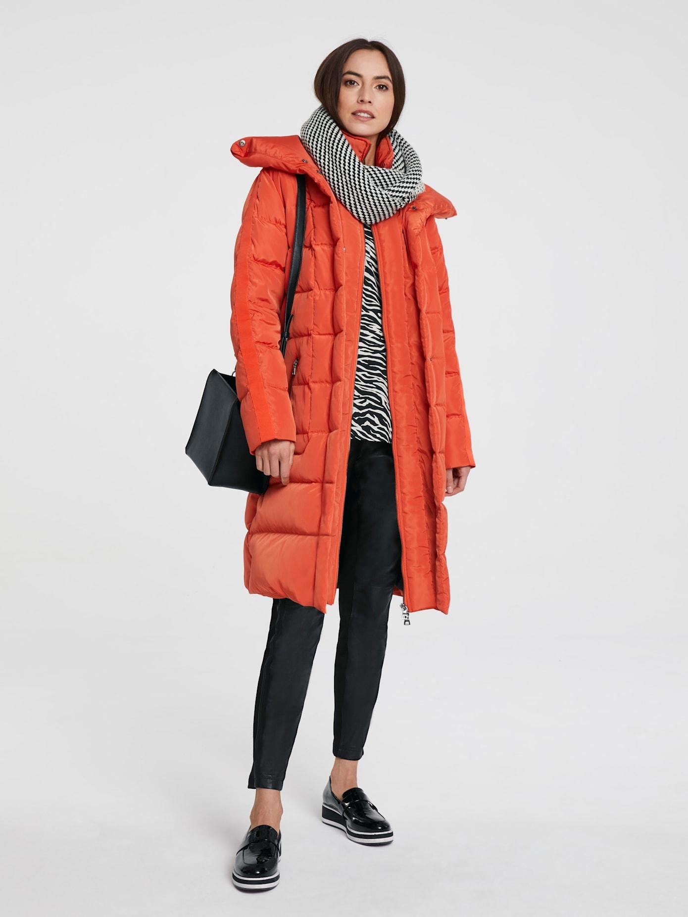 Daunenmantel HEINE, Damen, Gr. 40, orange, 100% Polyester, Füllung:70% Daunen, 30% Federn, unifarben, unifarben mit Farbeinsatz, unifarben mit Farbeinsätzen, Mäntel Daunenmantel