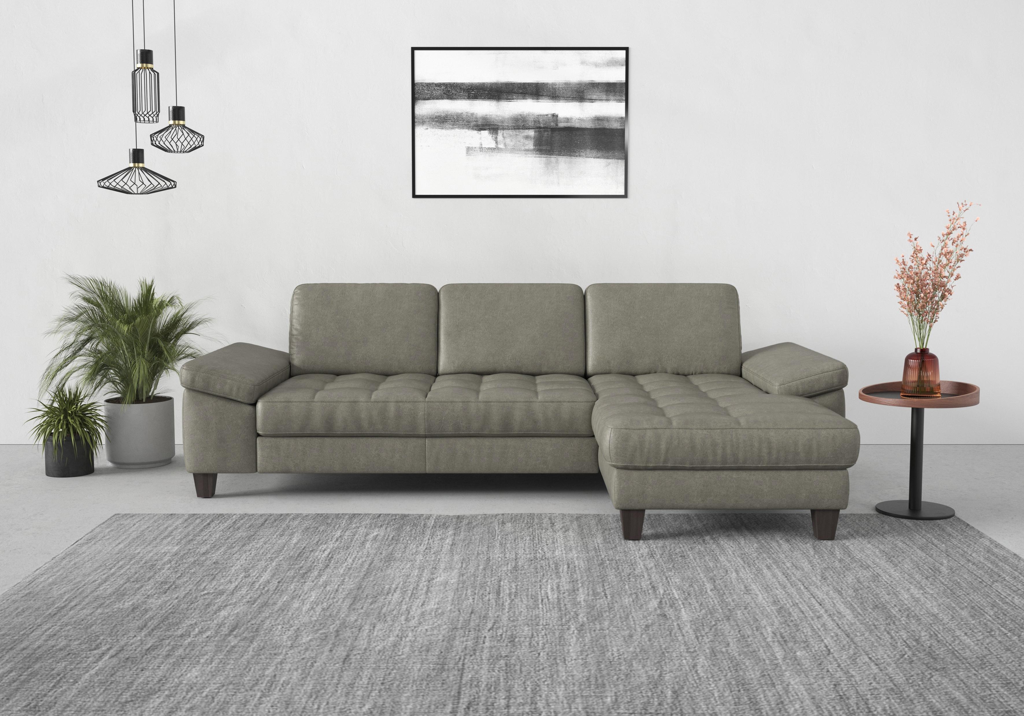 Ecksofa SIT & MORE "Westham L-Form", grau, B:275cm H:88cm T:172cm, 100% Polyester, Sofas, Ecksofa, Recamiere, mit oder ohne Bettfunktion, Bettkasten, Füße wengefarben