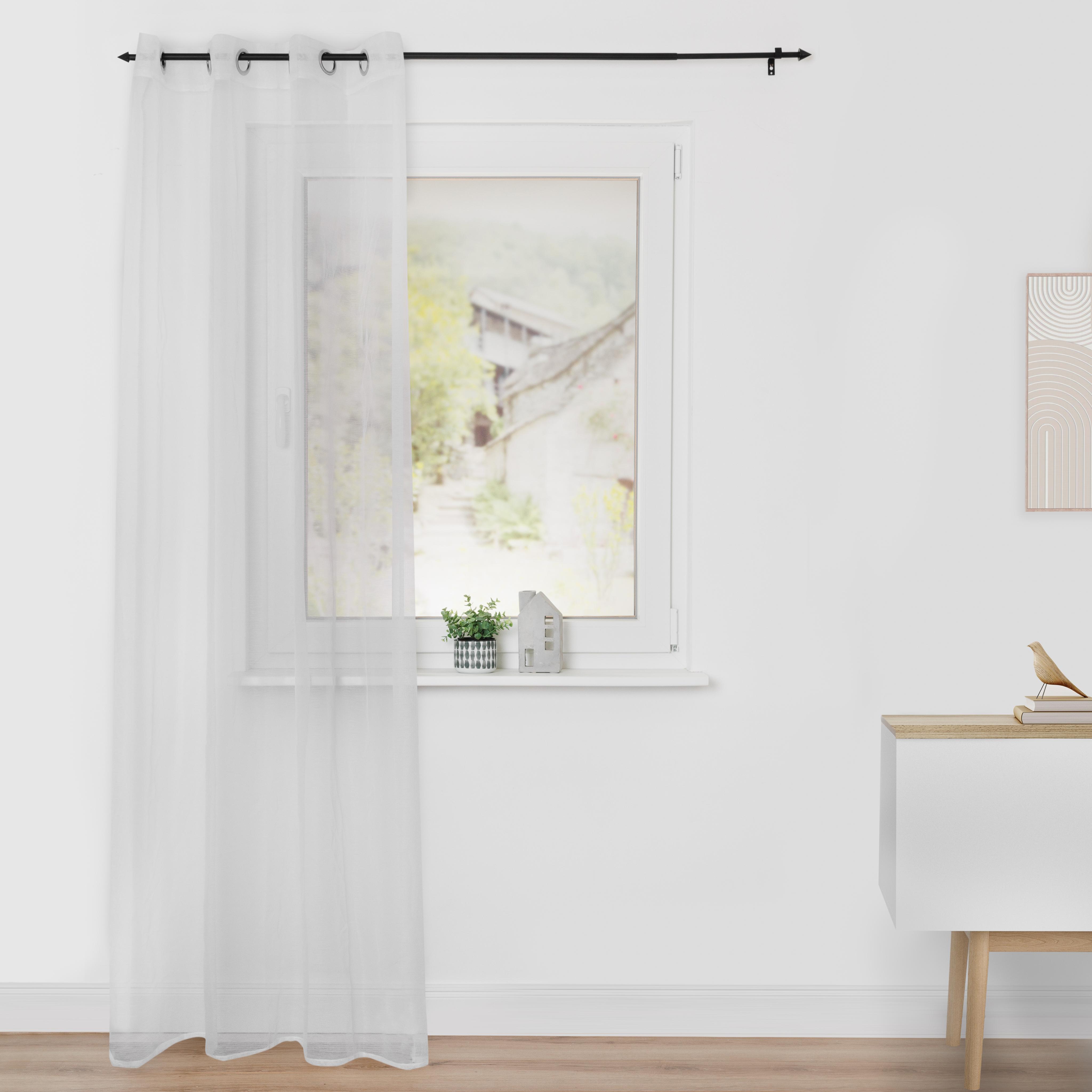 Vorhang LICHTBLICK ORIGINAL "Vorhang Voile mit Ösen, leichter und transparenter Stoff (1Stück)" Gr. 3, weiß, B:140cm H:225cm, Polyester, Polyester, Gardinen, Vorhang, Topseller