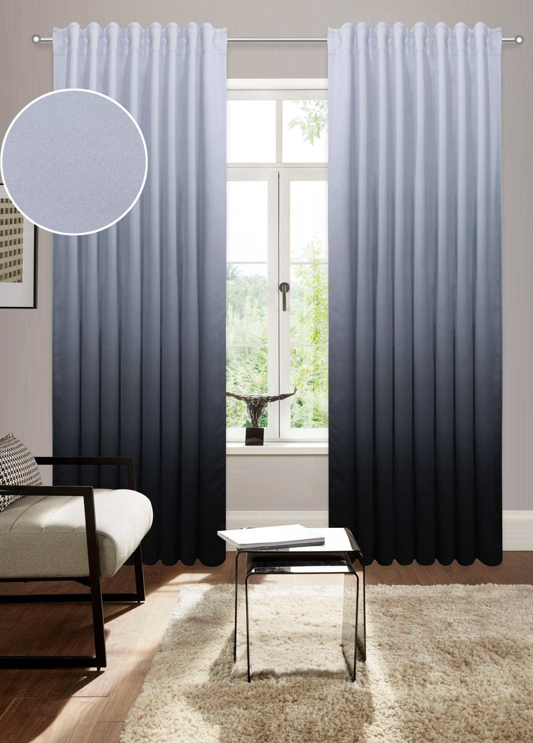 Verdunkelungsvorhang BRUNO BANANI "Clemton" Gr. 4, blau (anthrazit), B:130cm H:245cm, Polyester, Polyester, Gardinen, Verdunkelungsvorhang, Verdunkelung, Schutz, Privatsphäre, blickdichter Vorhang, Farbverlauf