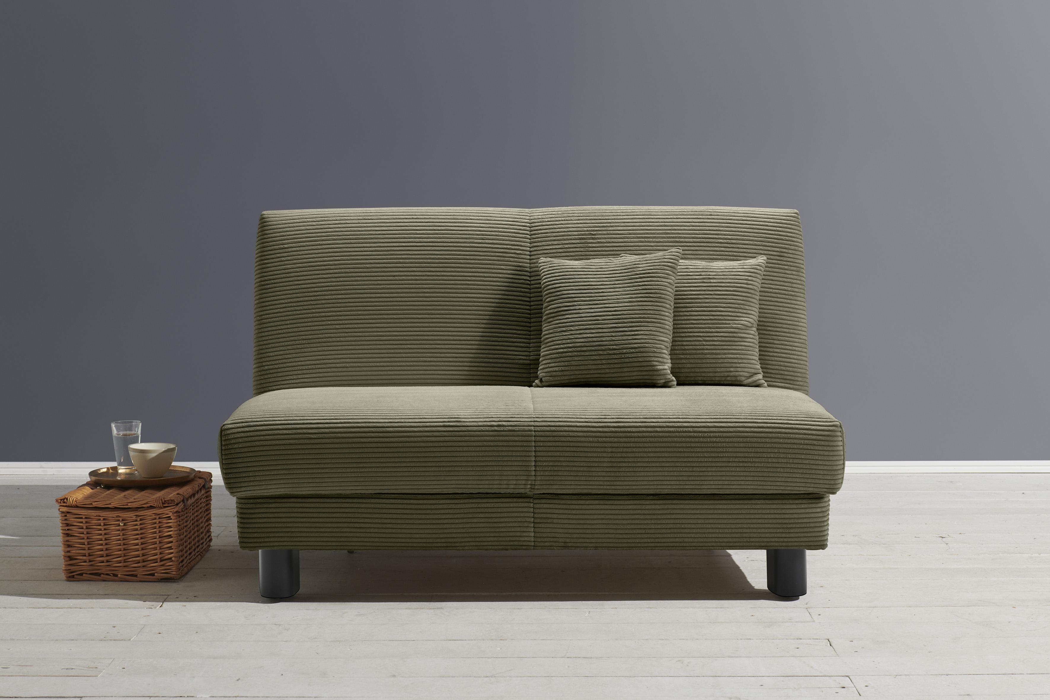Schlafsofa ELL + ELL "Enny", grün, B:160cm H:90cm T:100cm, 92% Polyester 8% Nylon, Sofas, Schlafsofa