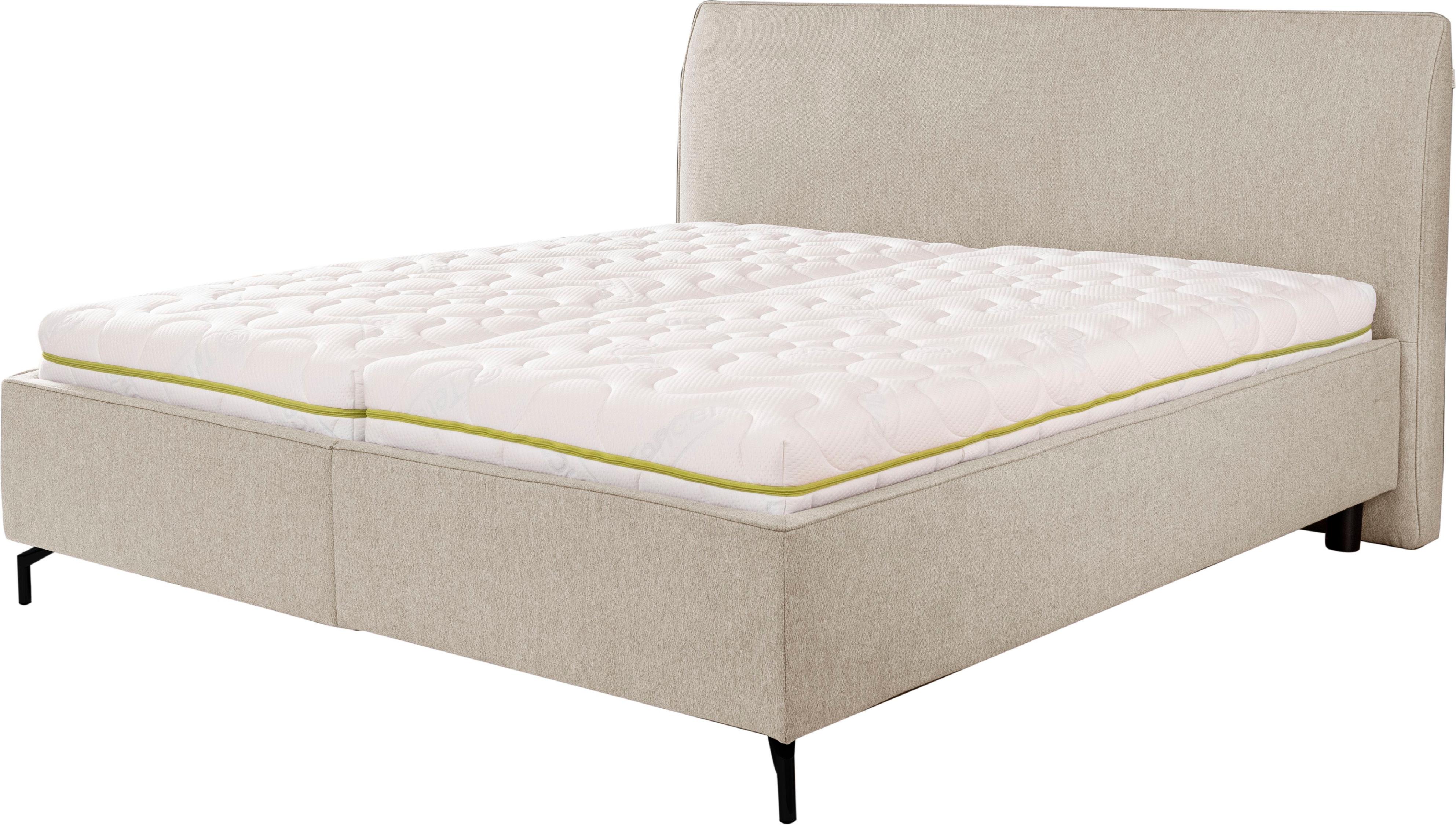 Stauraumbett ALINA "Serina Supercomfort", beige (beige tcm 12), B:180cm L:219cm, Struktur fein TCM (100% Polyester), Betten, Stauraumbett, inkl. Lattenrost mit Kopf- und Fußhochsteller, diverse Ausführungen