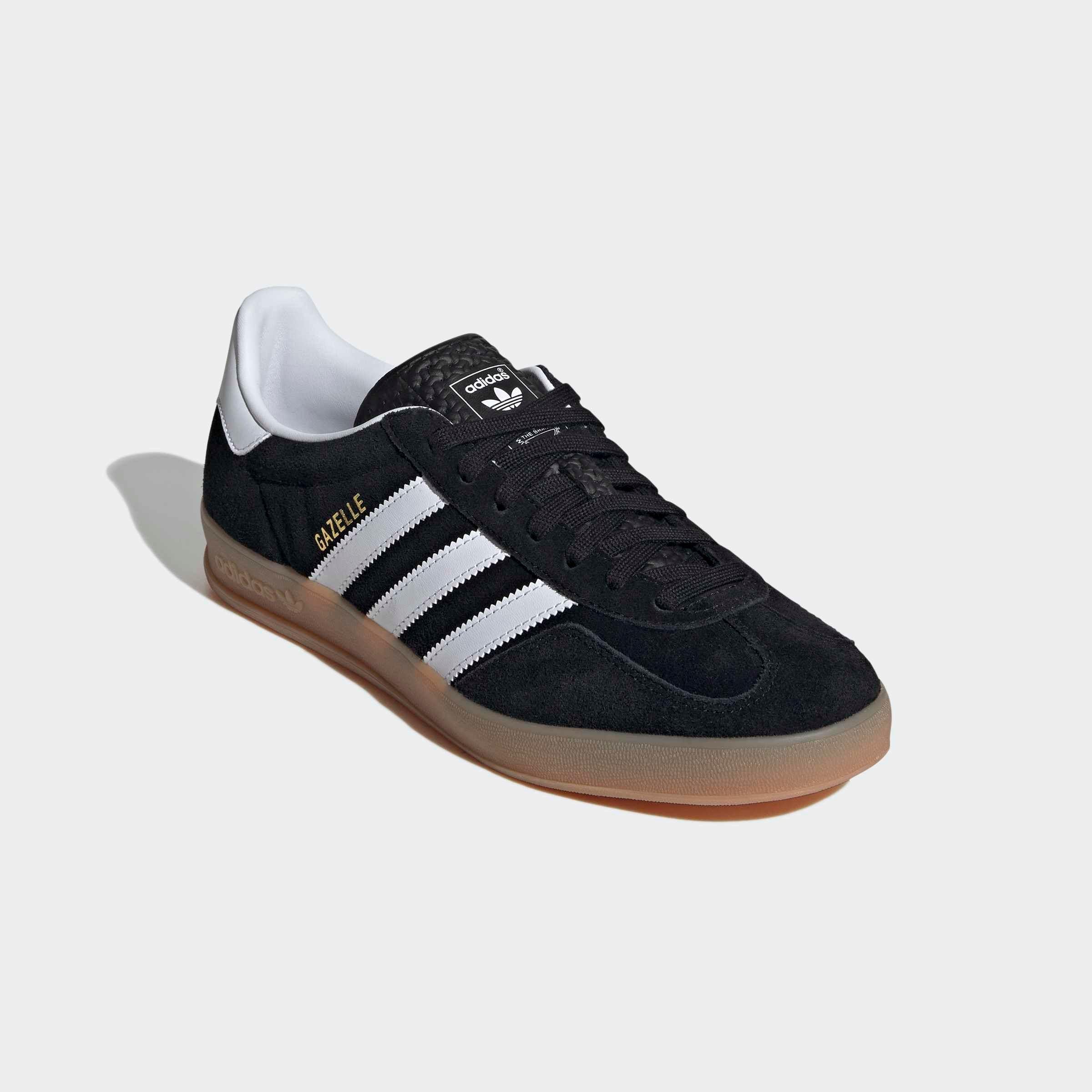 Sneaker Adidas Originals "Gazelle Indoor", Herren, Gr. 39, Core Schwarz, Ftwr Weiß, Gum 2, Leder, Synthetik, Schuhe Sneaker