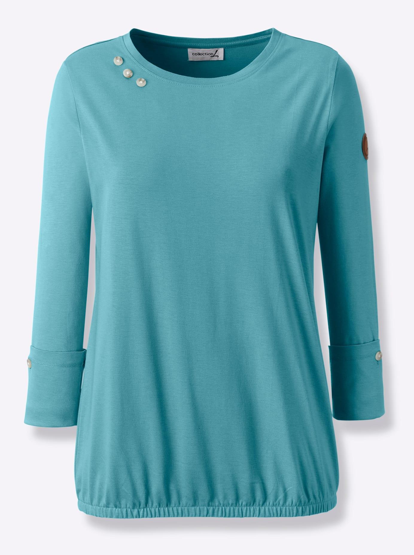 Langarmshirt CASUAL LOOKS "Shirt", Damen, Gr. 38, blau (ozean), 50% Baumwolle, 50% Modal, unifarben, Rundhals, Shirts Langarmshirt