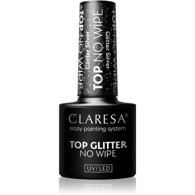 Claresa UV/LED Top Glitter No Wipe Gel Top Coat glimmend Tint Glitter Silver 5 g