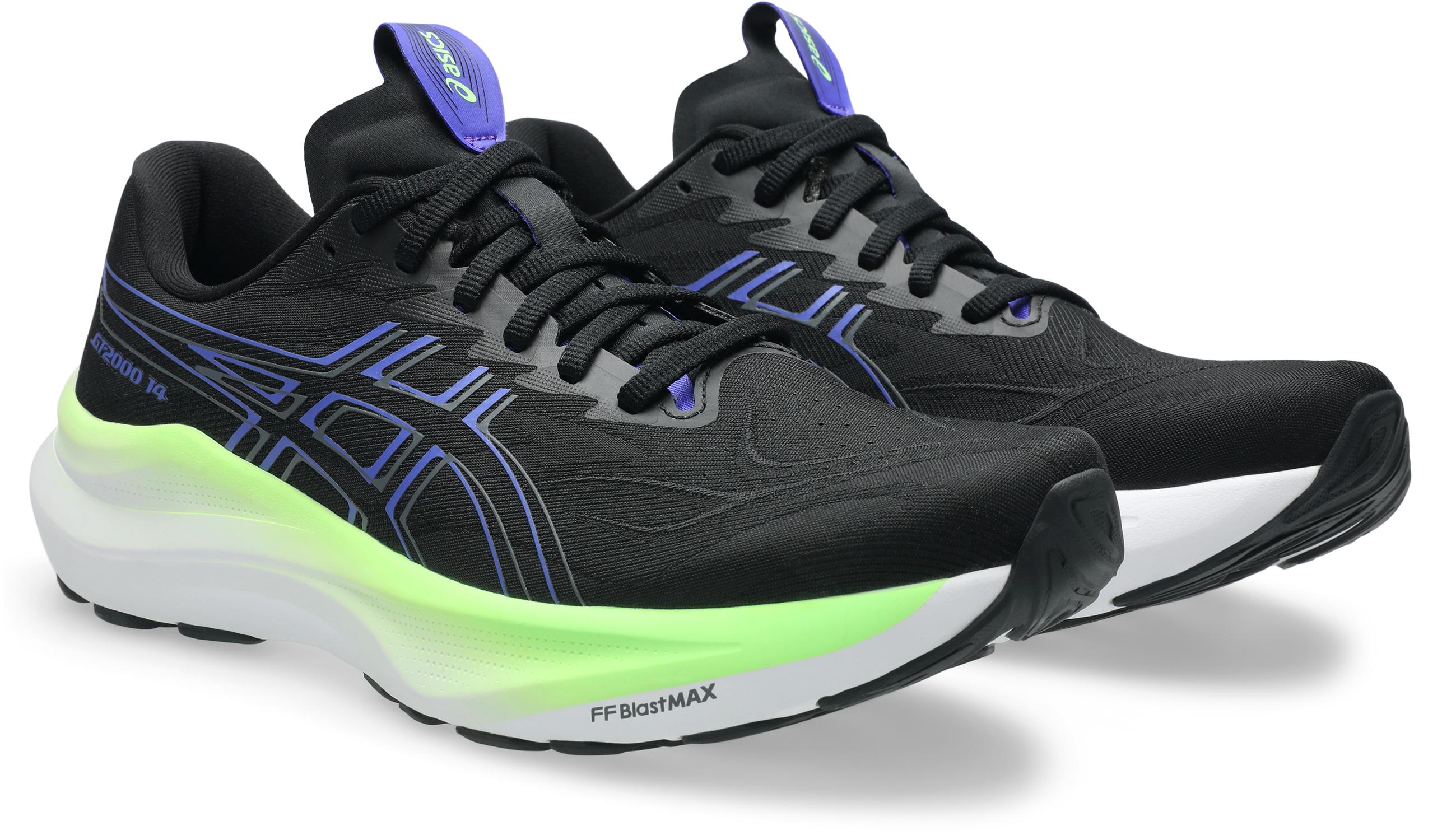 Laufschuh asics "GT-2000 14", Herren, Gr. 42, Schwarz (Schwarz, Cobalt Burst), Synthetik, Schuhe Laufschuh, FüR Mehr StabilitäT