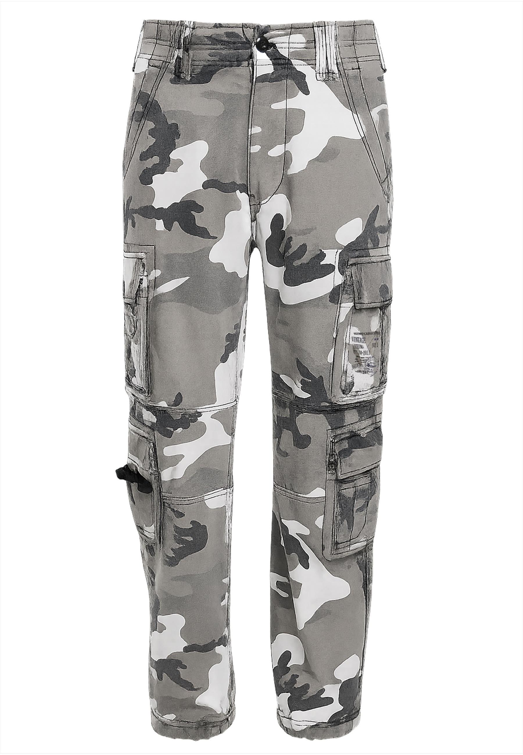 Cargohose Brandit "Brandit Herren Vintage Cargo Pants", Herren, Gr. 6XL, Us-GrößEn, Snowcamouflage, 100% Baumwolle, Loose Fit, Hosen Cargohose