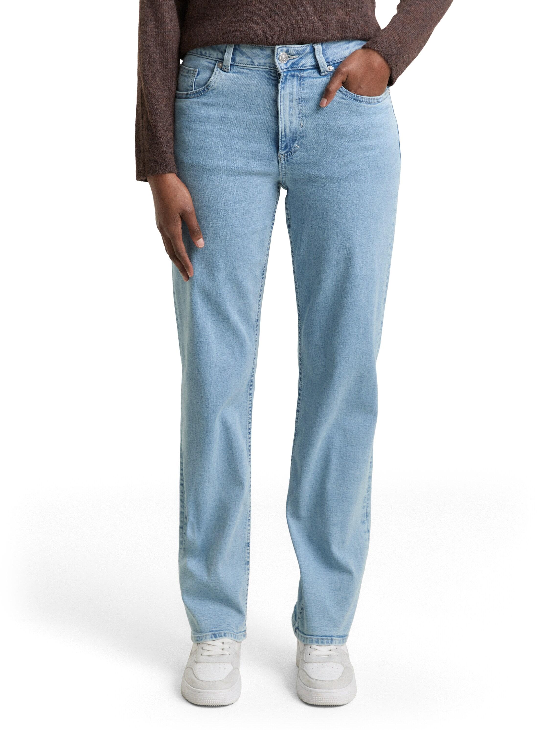 Straight-Jeans Tom Tailor Denim "Ella", Damen, Gr. 31, LäNge 32, Light Stone Blau Denim, Denim/Jeans, Obermaterial: 99% Baumwolle, 1% Elasthan, Unifarben, Straight Fit Lang, Jeans Straight-Jeans, Im Five-Pocket Style