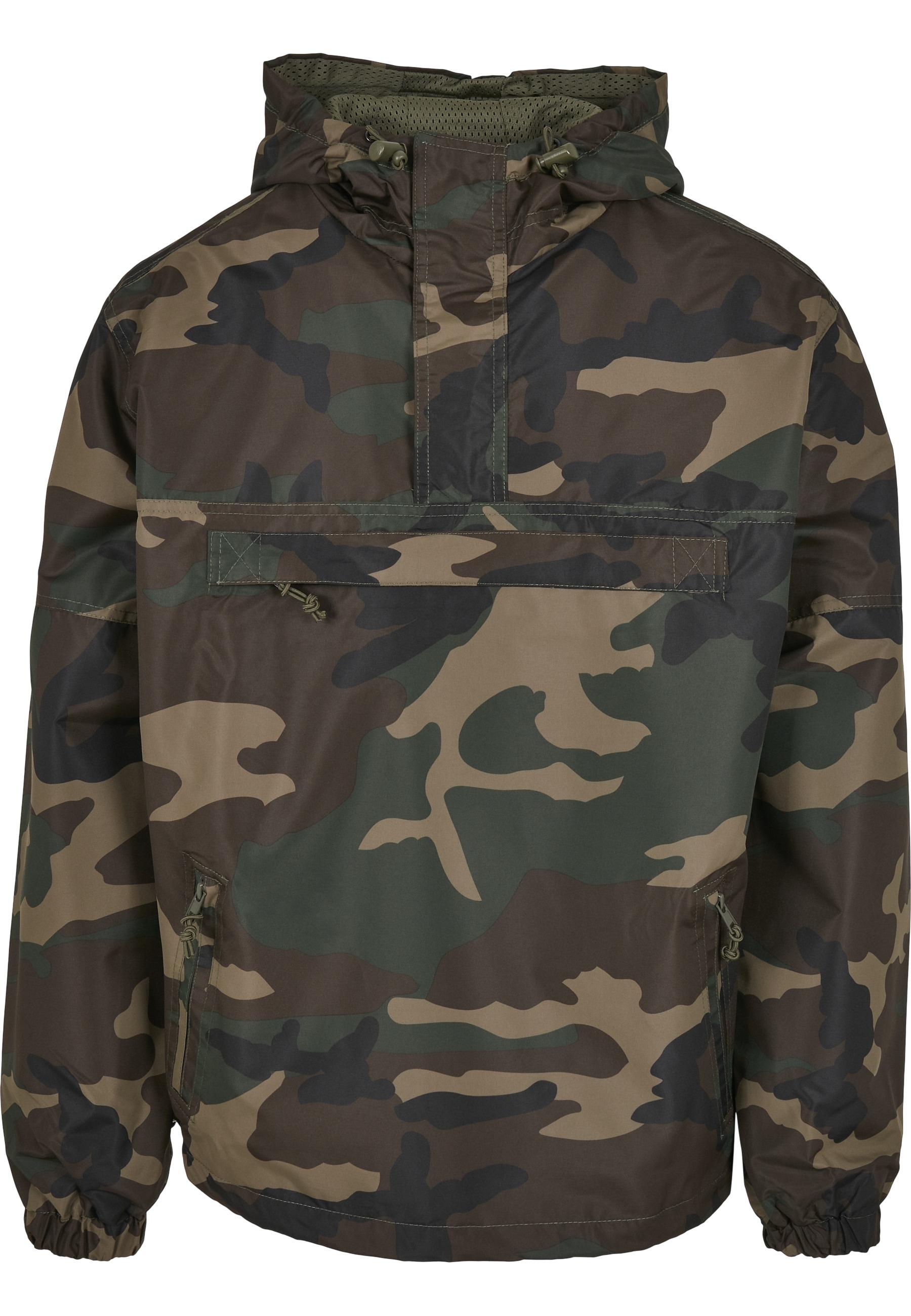 Allwetterjacke Brandit "Brandit Herren Summer Pull Over Jacket", Herren, Gr. Xl, Woodland, 100% Polyester, Mehrfarbig, Normal, Ohne Ausschnitt, Jacken