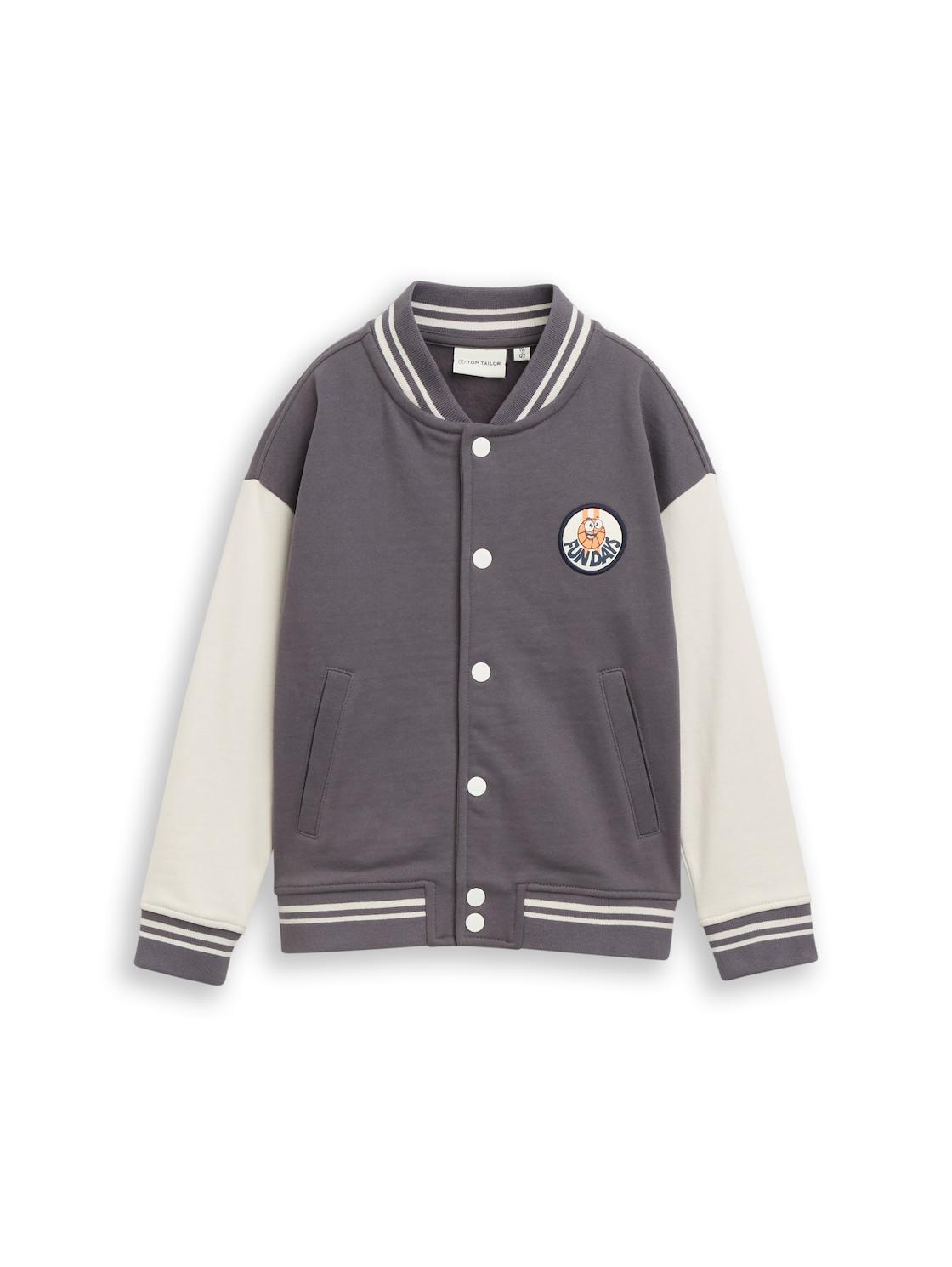 Tom Tailor Jungen Oversize Sweatjacke Mit Bomberkragen, Grau, Uni, Gr. 116/122