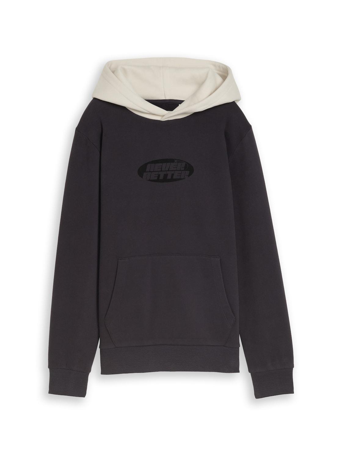 Tom Tailor Jungen Hoodie Sweatshirt Mit Foto-Print, Grau, Uni, Gr. 140