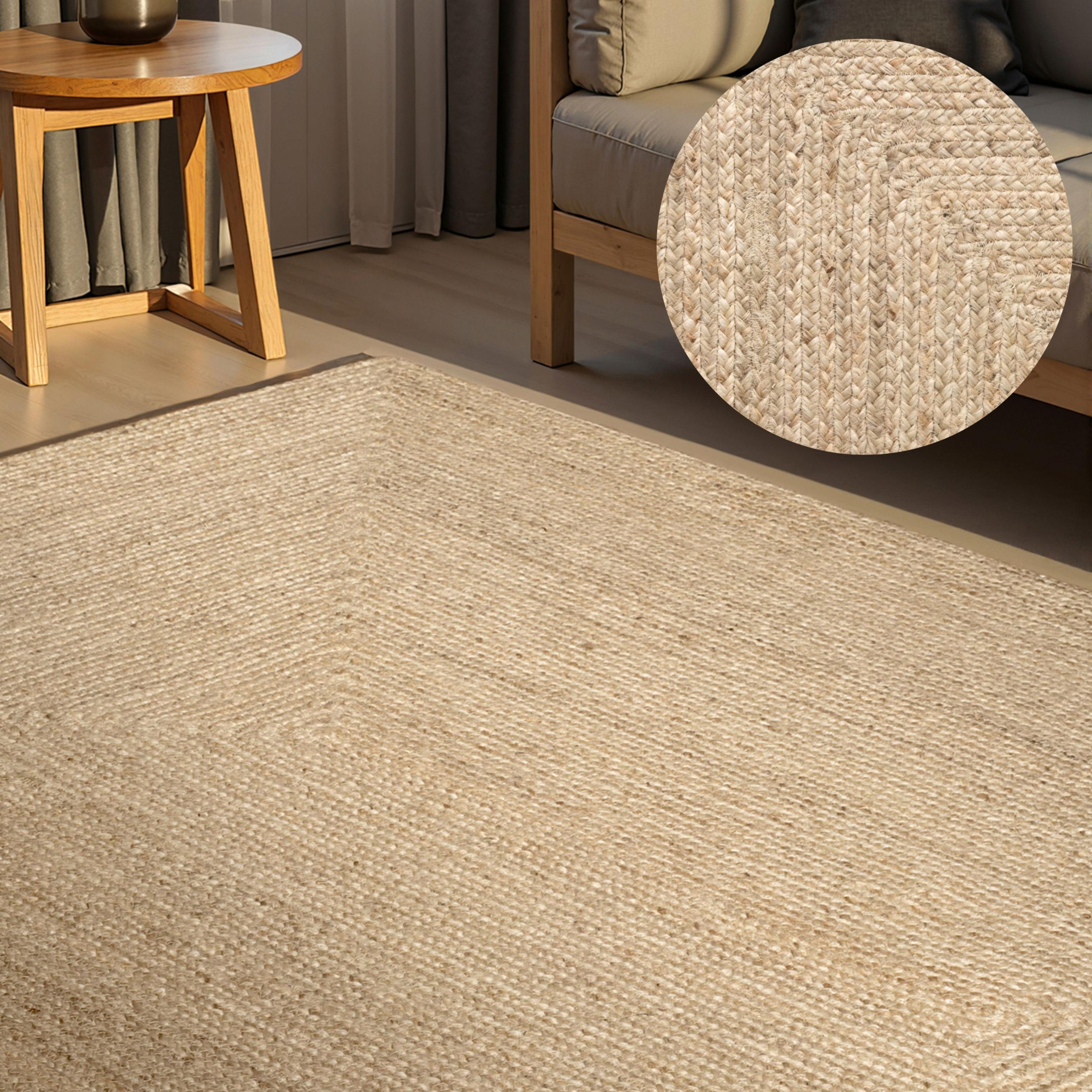 Teppich HANSE HOME "Sharmila Juteteppich", beige (natur weiß), B:160cm H:9mm L:230cm, Jute, Teppiche, Teppich, 100% Jutefaser, Natur, Wohnzimmer, Esszimmer, Flur, Boho, Skandi